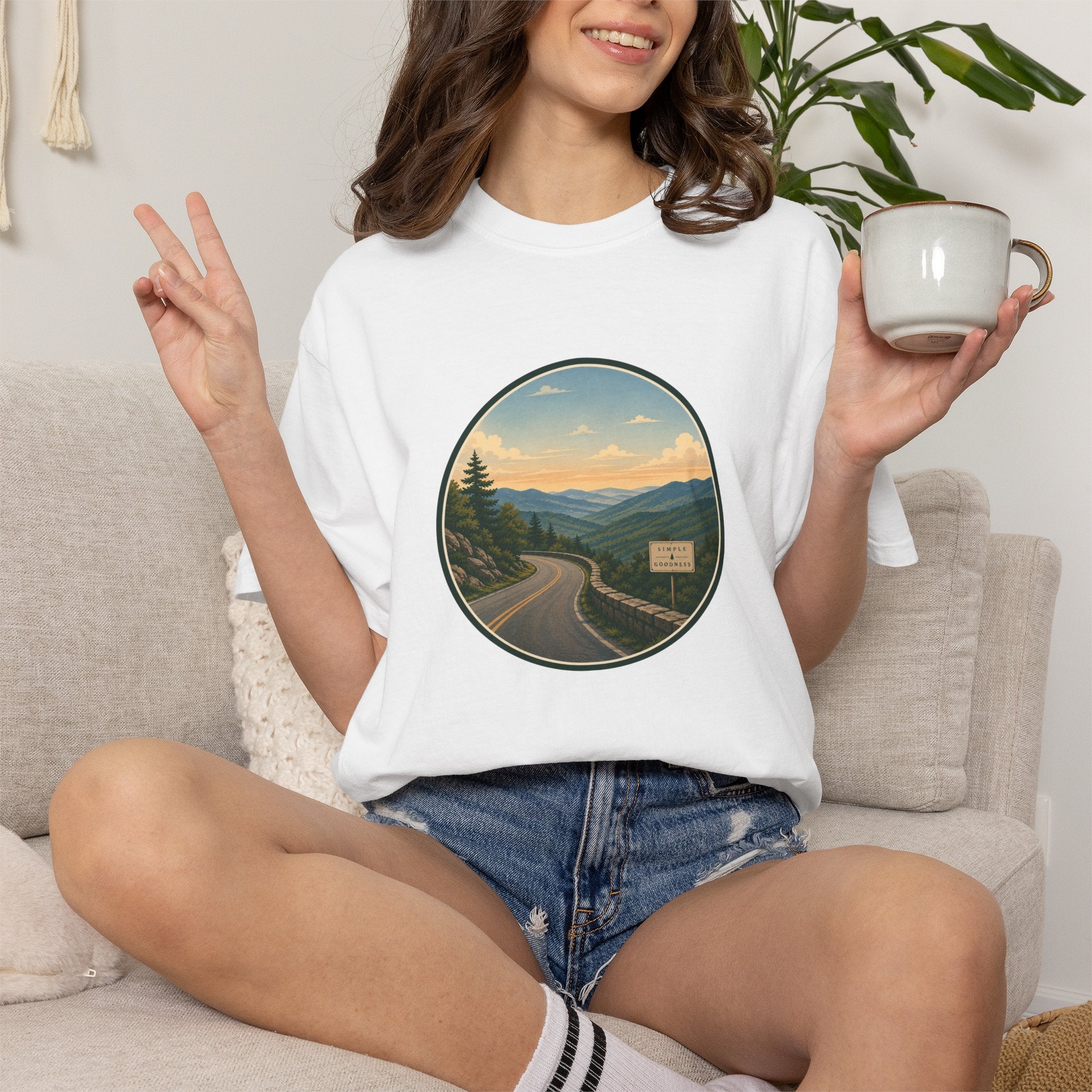 Road Through the Mountains T-Shirt — Scenic Sunset Drive Graphic Tee