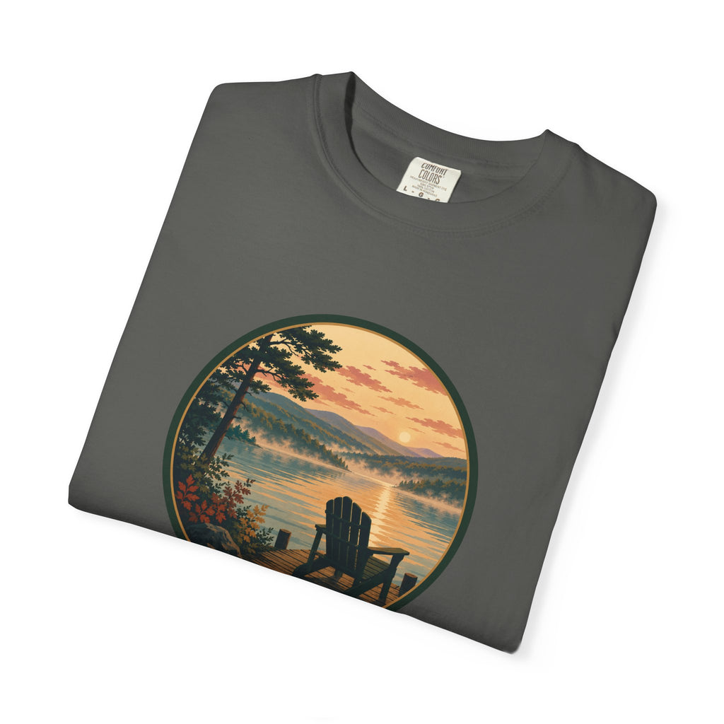 Lakeside Sunrise T-Shirt — Adirondack Chair at Sunrise Graphic Tee