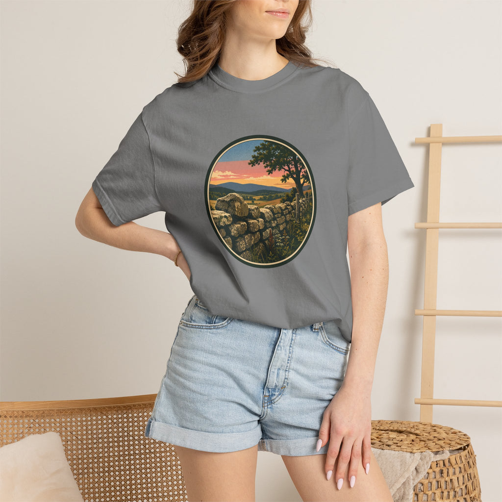 Sunset Stone Wall Circle T-Shirt