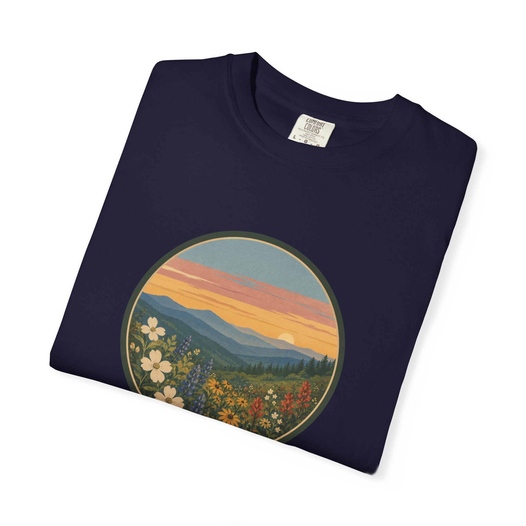Scenic Sunset Mountain Wildflower T-Shirt