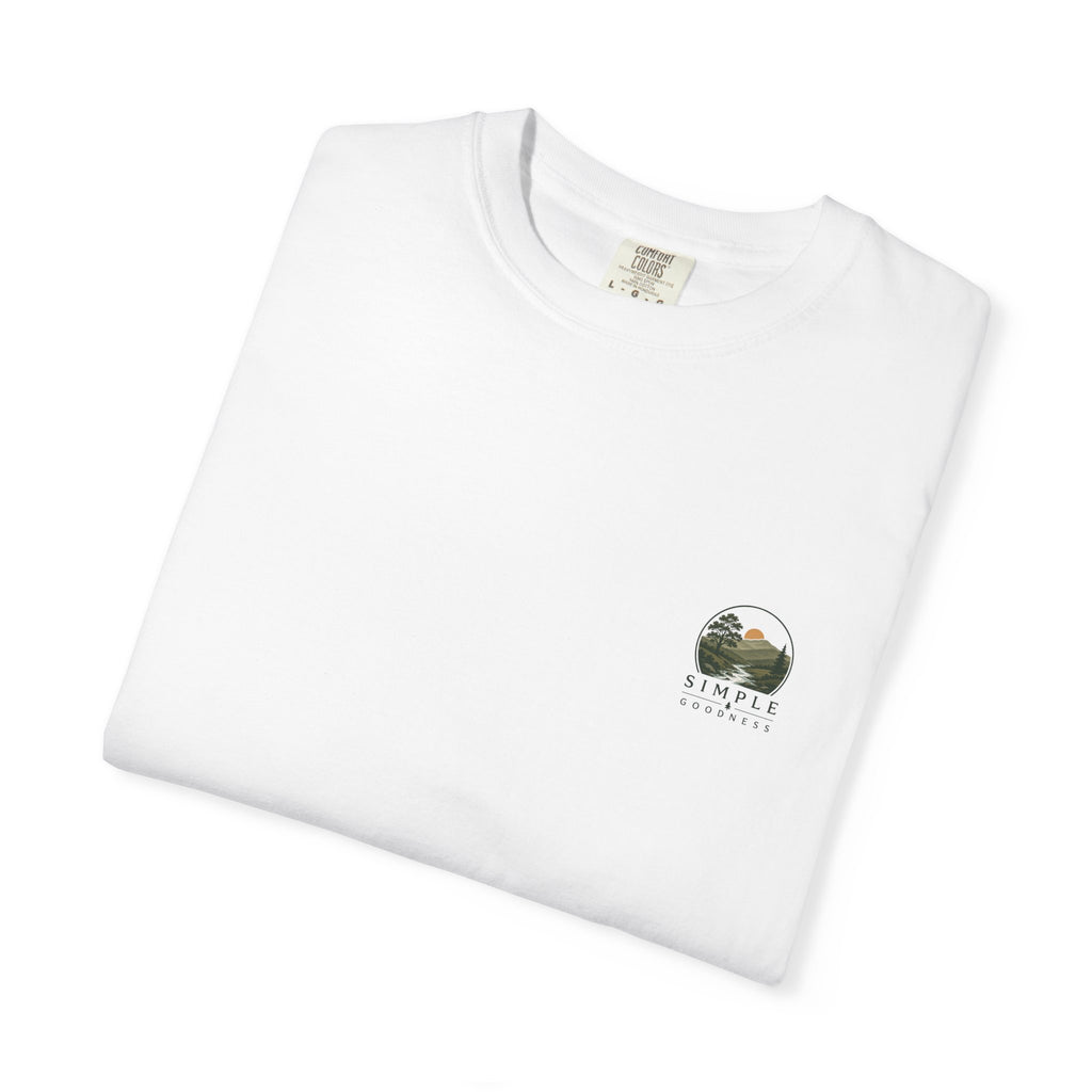Simple Goodness Official Badge T-Shirt — Sunset Creek Landscape Tee