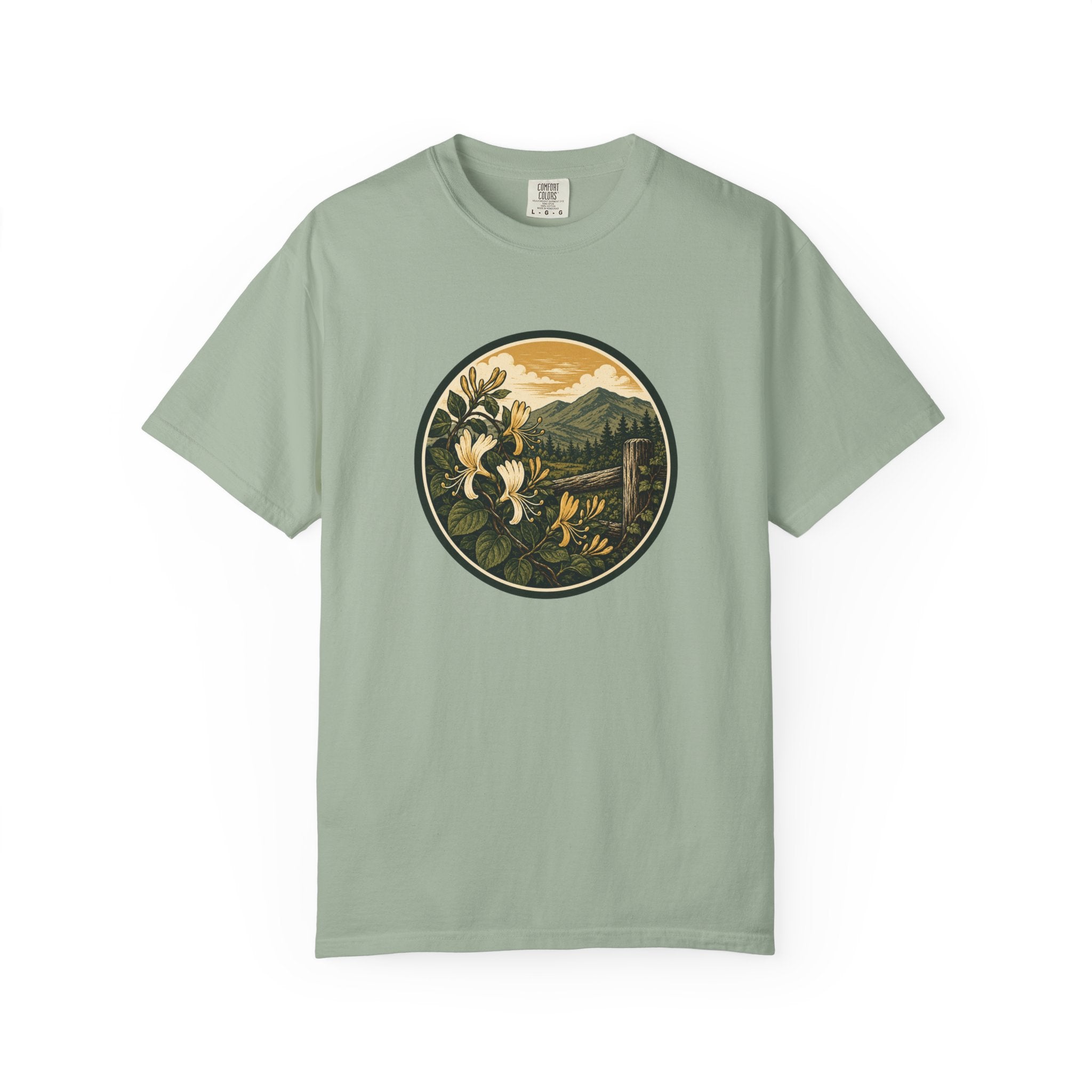 Nature Circle Graphic Tee — Mountain Honeysuckle Scenic T-Shirt