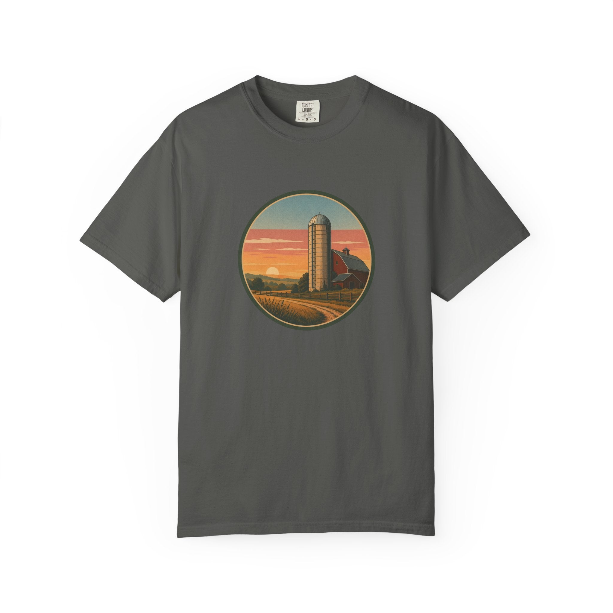 Retro Sunset Farm Silo T-Shirt