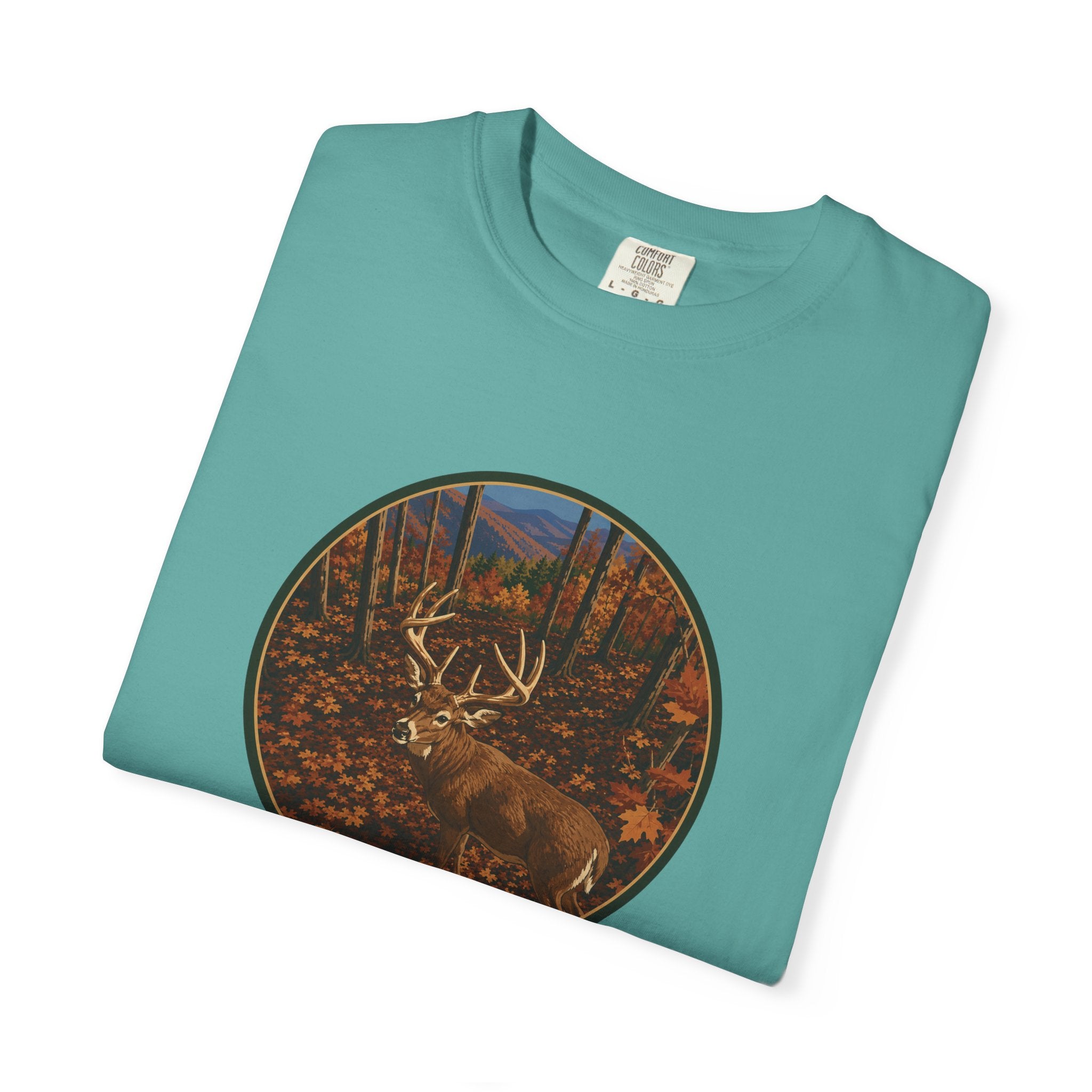 Whitetail BuckT-Shirt — Autumn Forest Deer Circle Graphic