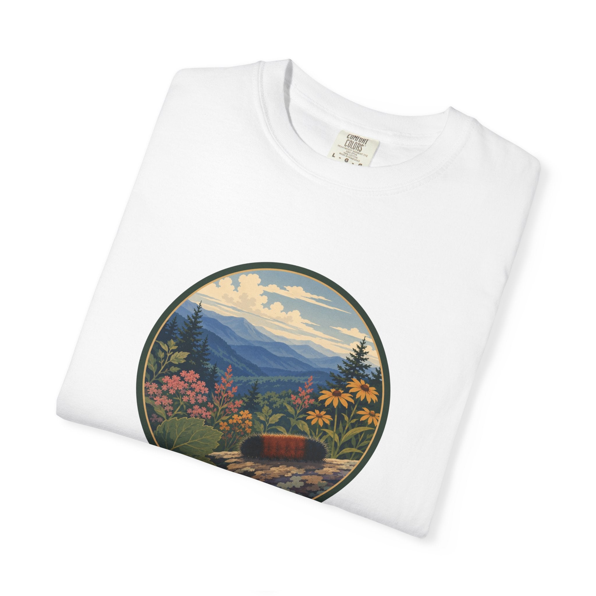 Mountain Caterpillar Scenic T-Shirt — Vintage Wilderness Nature Graphic
