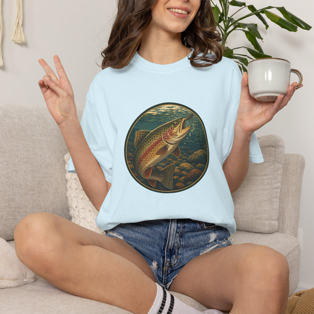 Rainbow Trout Circle Graphic T-Shirt