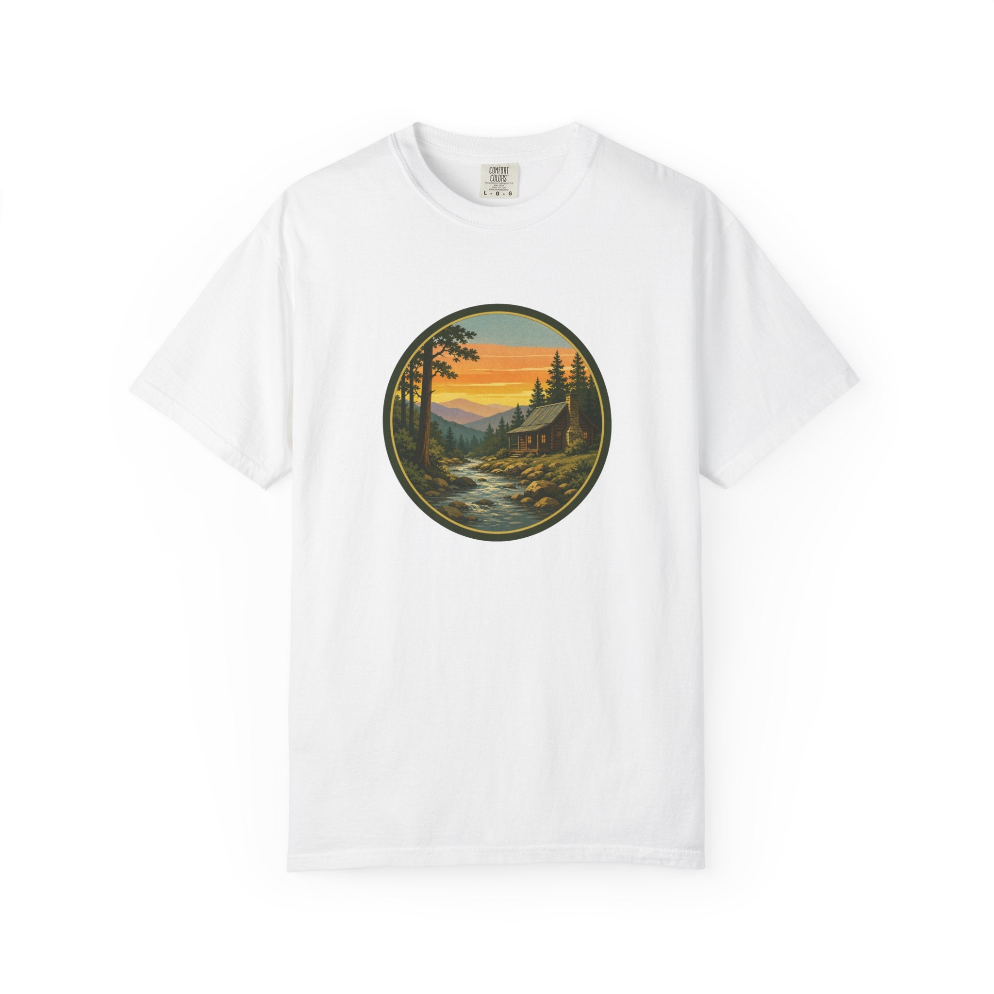 Nature Sunset River T-Shirt — Vintage Mountain Cabin Scenic Tee