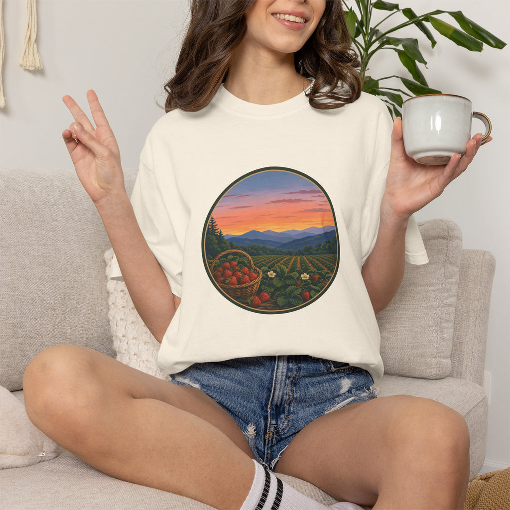Sunset Strawberry Patch Scenic Tee