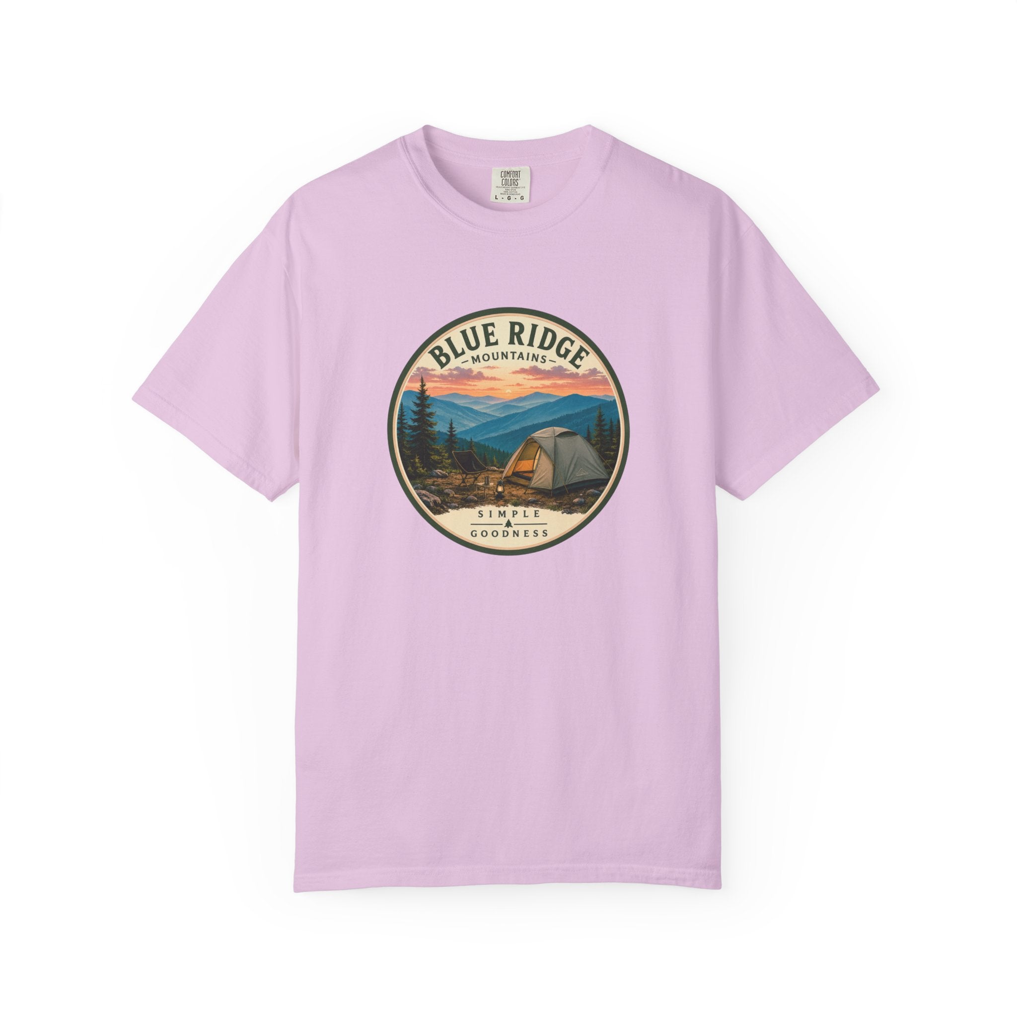 Blue Ridge Mountains Camping T-Shirt — Vintage Scenic Camp Graphic