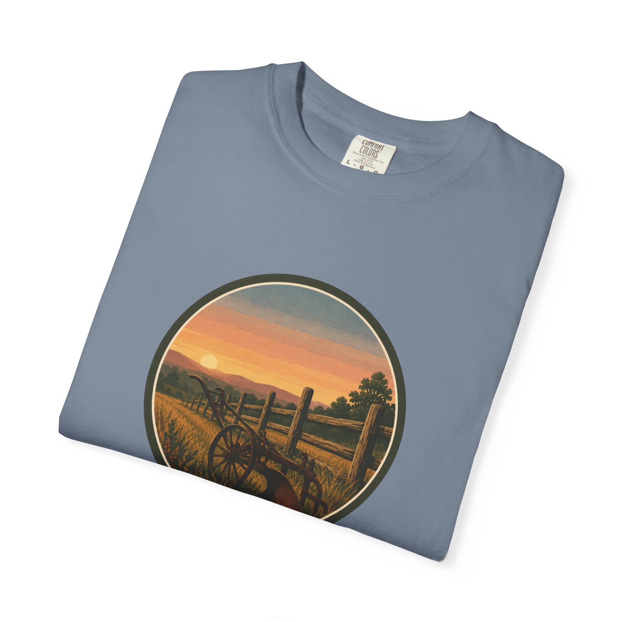 Sunset Antique Plow Landscape T-Shirt