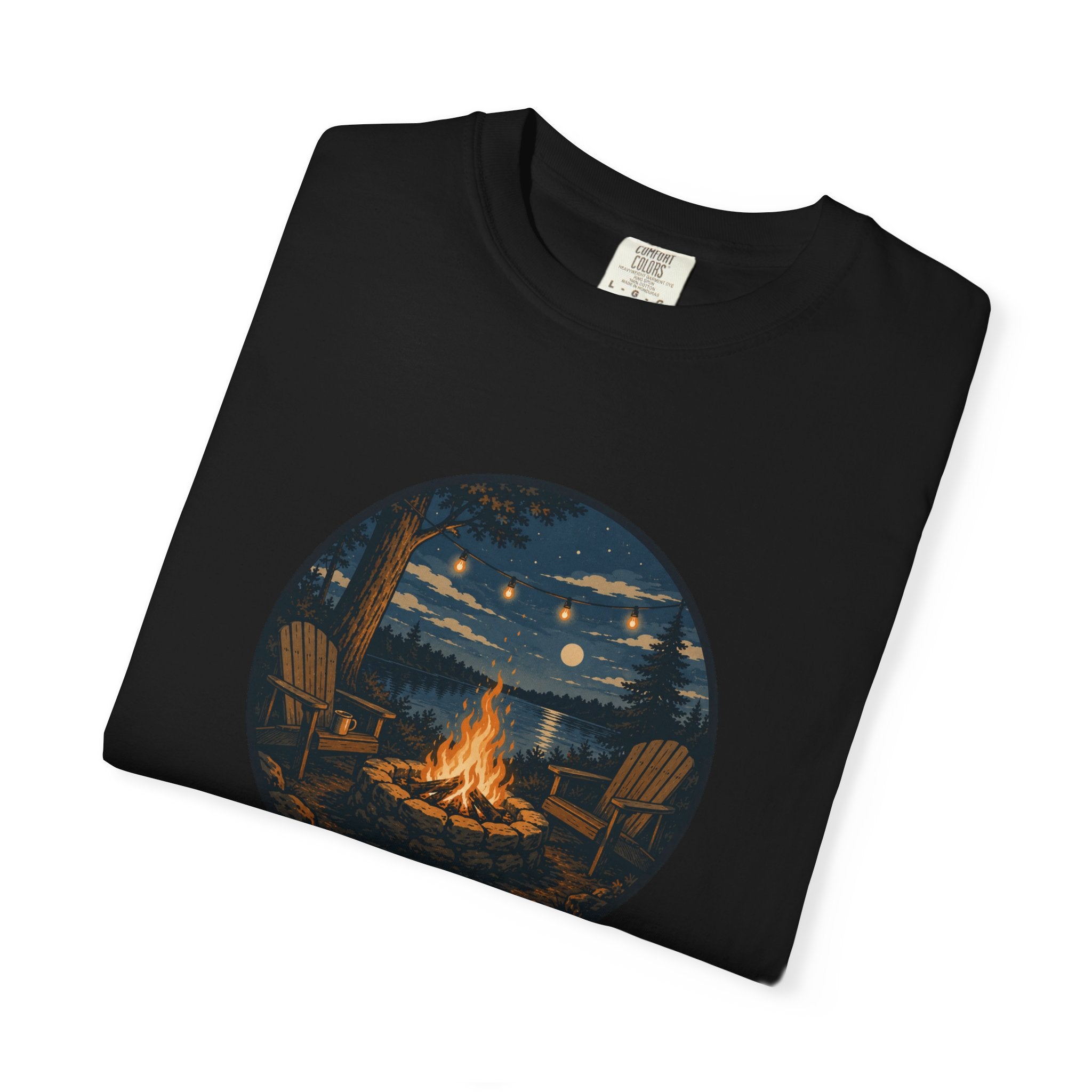 Campfire Night T-Shirt — Cozy Lakeside Bonfire Design