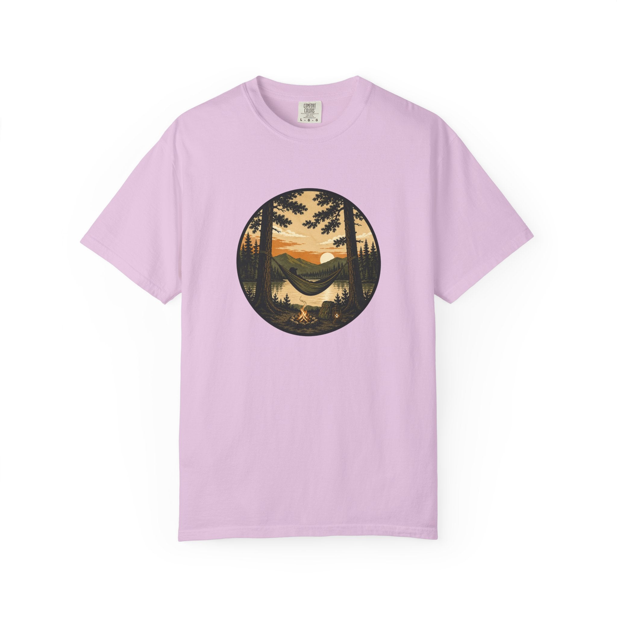 Vintage Mountain Lake T-Shirt — Sunset Forest Camper Tee