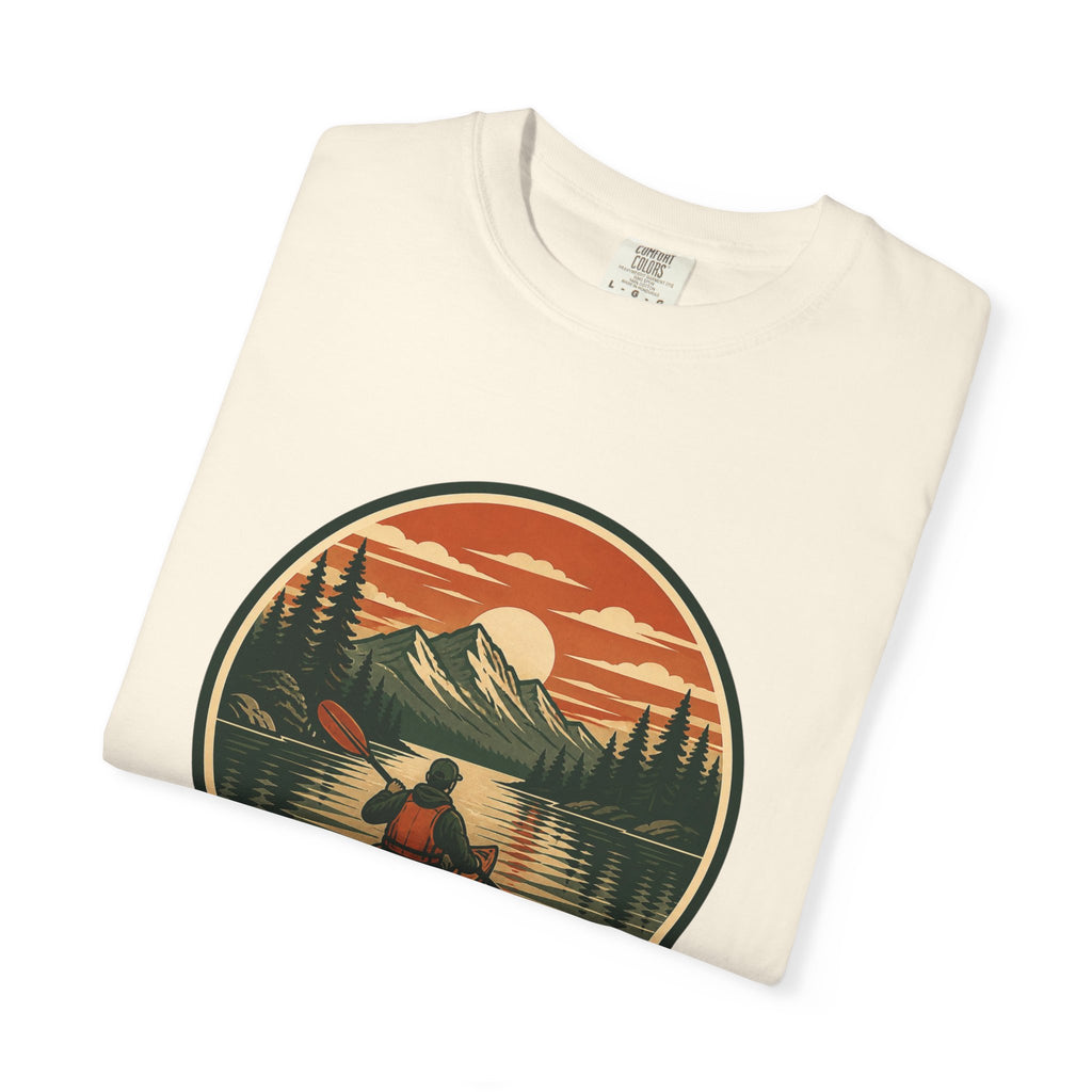 Canoe Sunset T-Shirt — Retro Mountain Lake Adventure Tee