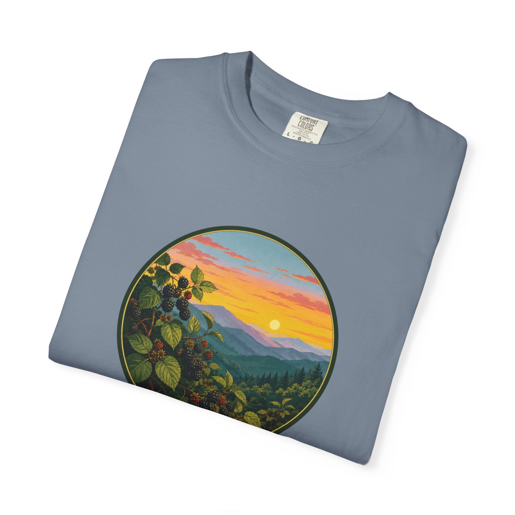 Blue Ridge Blackberries T-Shirt — Scenic Mountain Sunset Tee