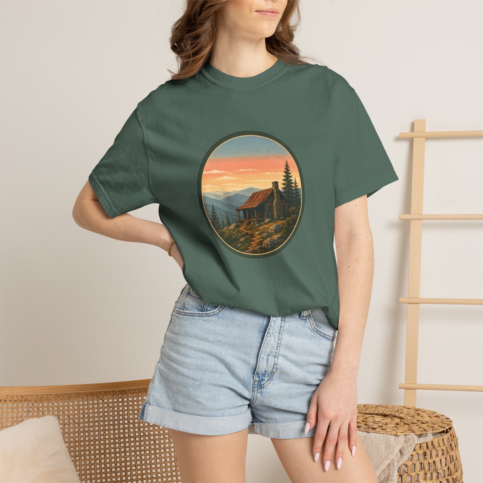 Sunset Cabin Mountain T-Shirt