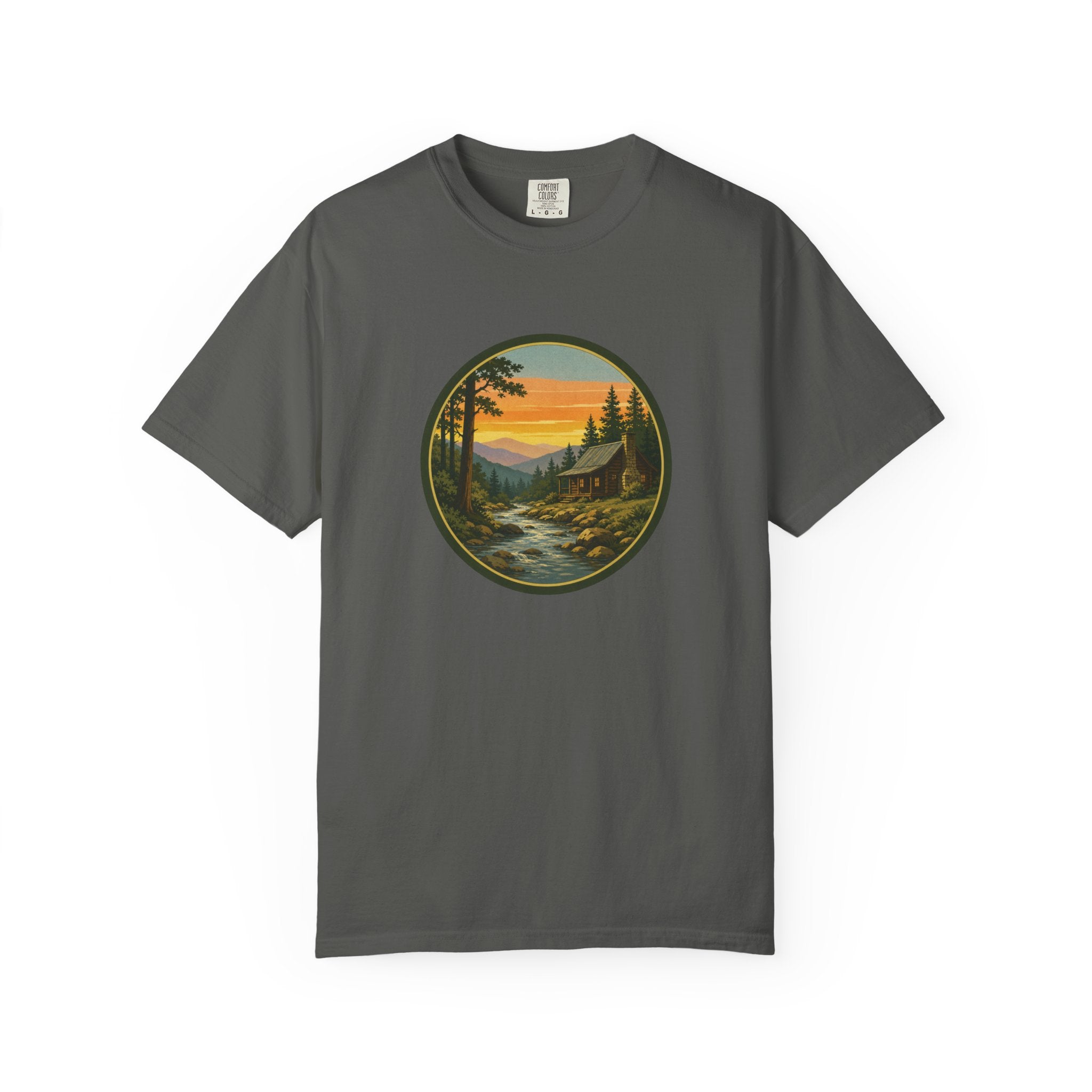 Nature Sunset River T-Shirt — Vintage Mountain Cabin Scenic Tee