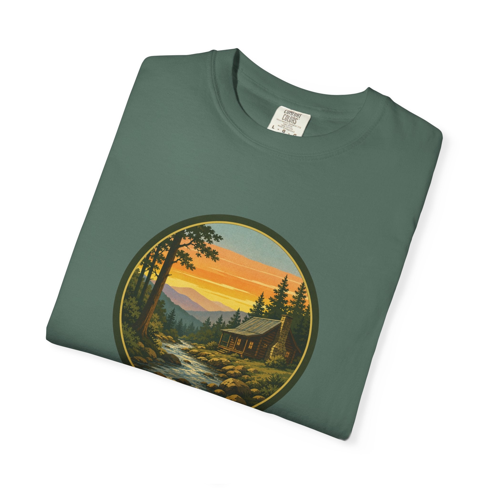 Nature Sunset River T-Shirt — Vintage Mountain Cabin Scenic Tee
