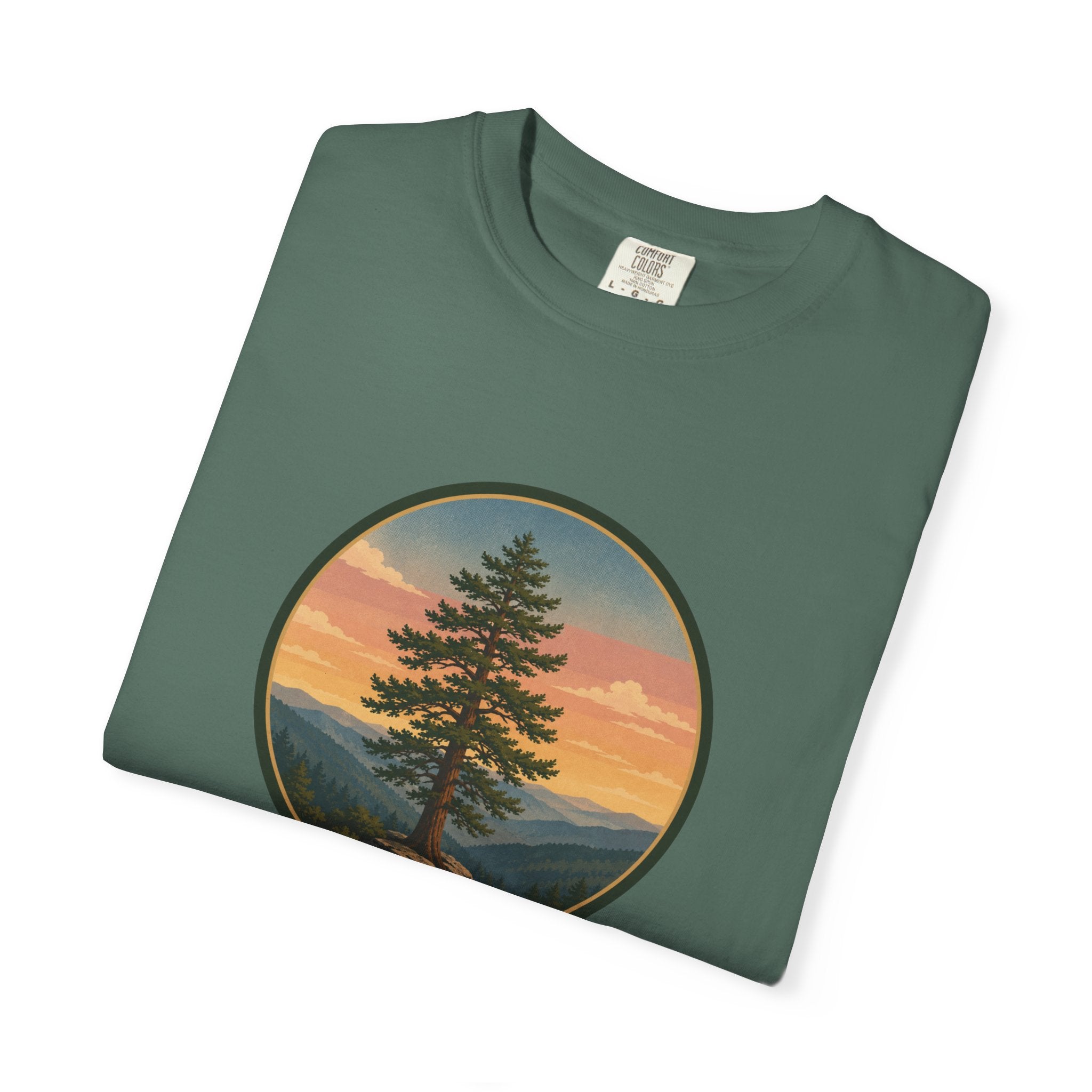 Cedar Tree Sunset T-Shirt — Vintage Mountain Cedar Graphic Tee