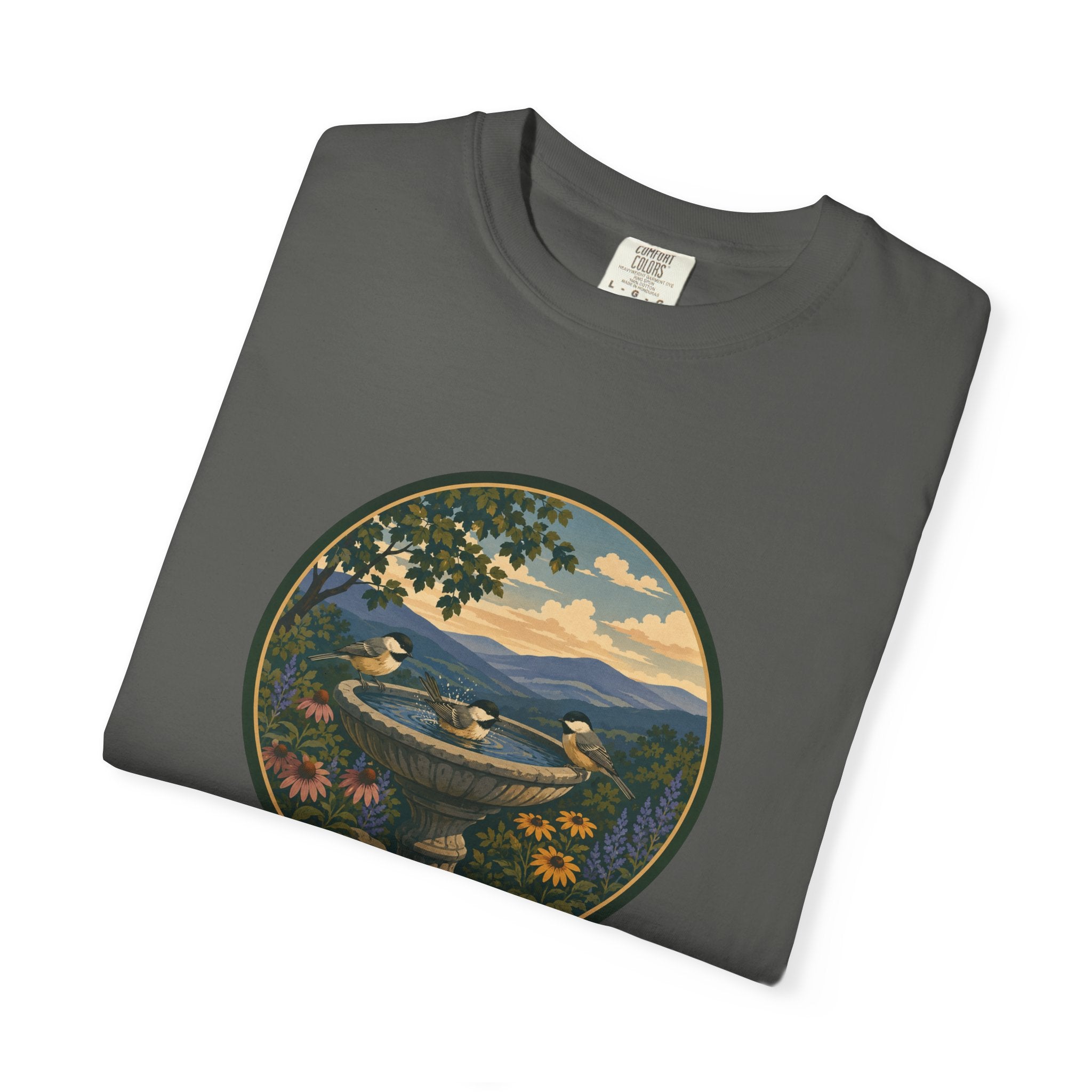 Scenic Birdbath Landscape T-Shirt