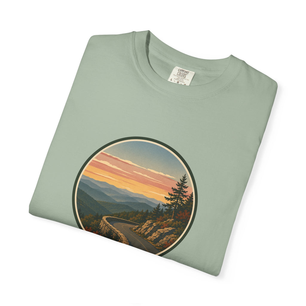 Scenic Sunset Road T-Shirt — Mountain Drive Vintage Circle Graphic