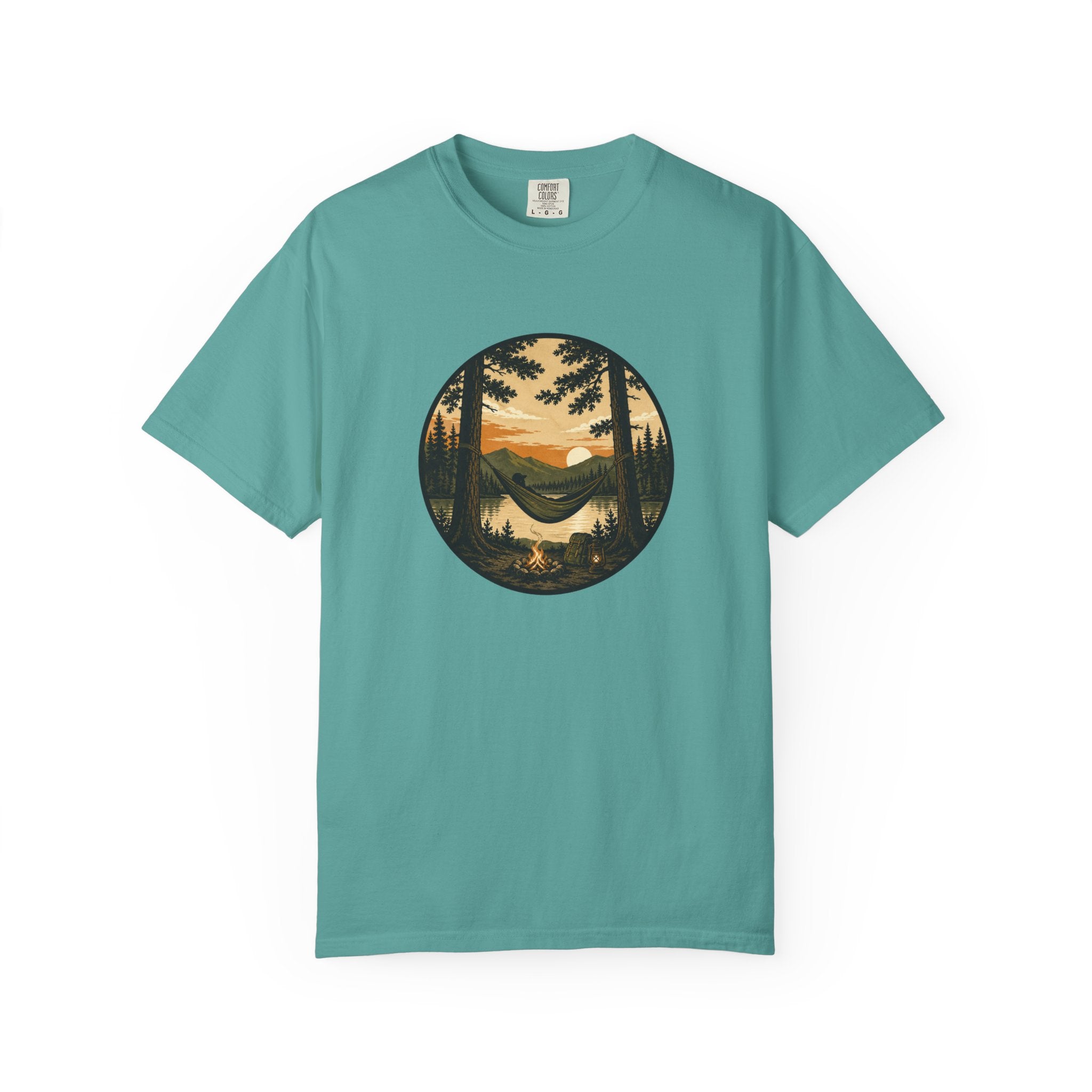 Vintage Mountain Lake T-Shirt — Sunset Forest Camper Tee