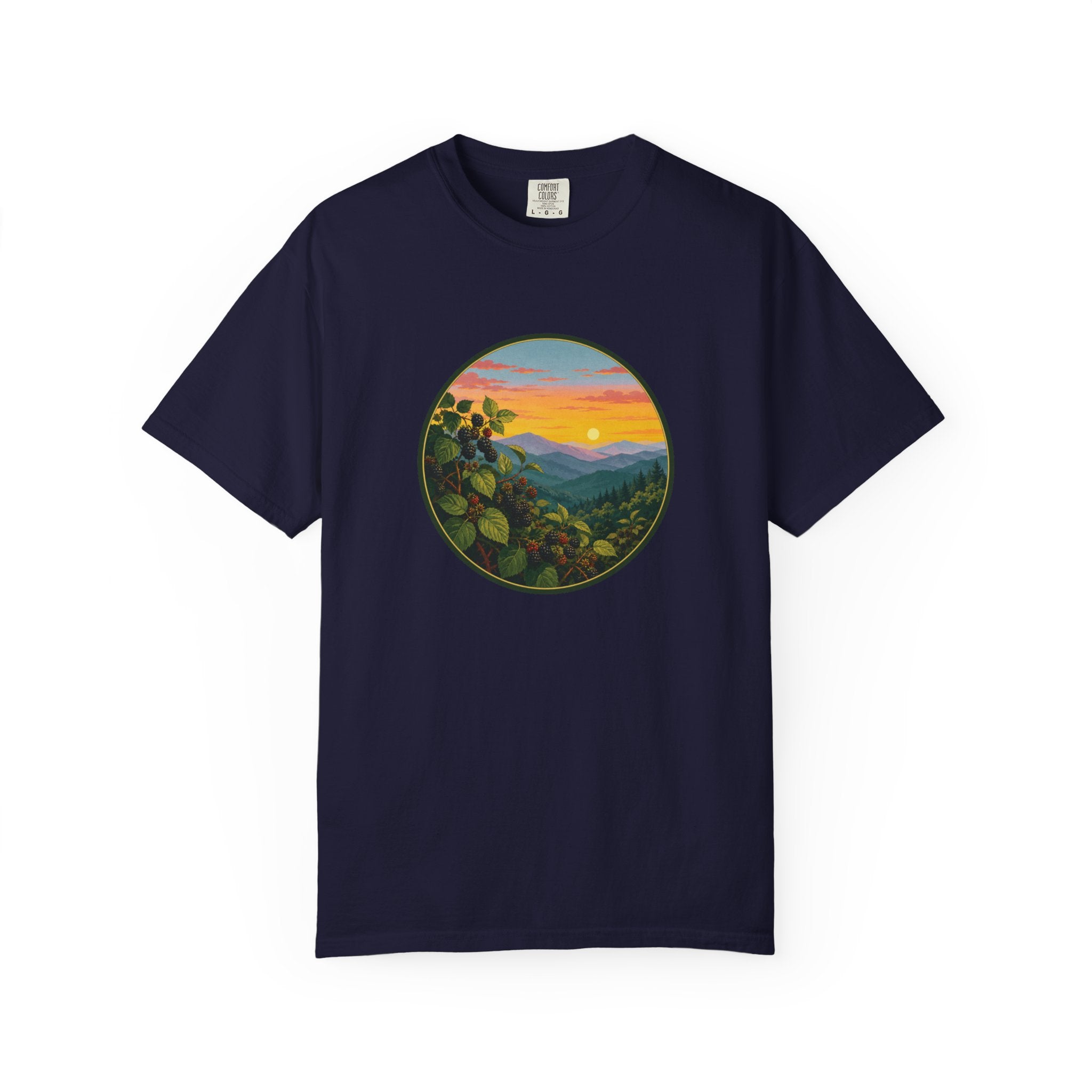 Blue Ridge Blackberries T-Shirt — Scenic Mountain Sunset Tee