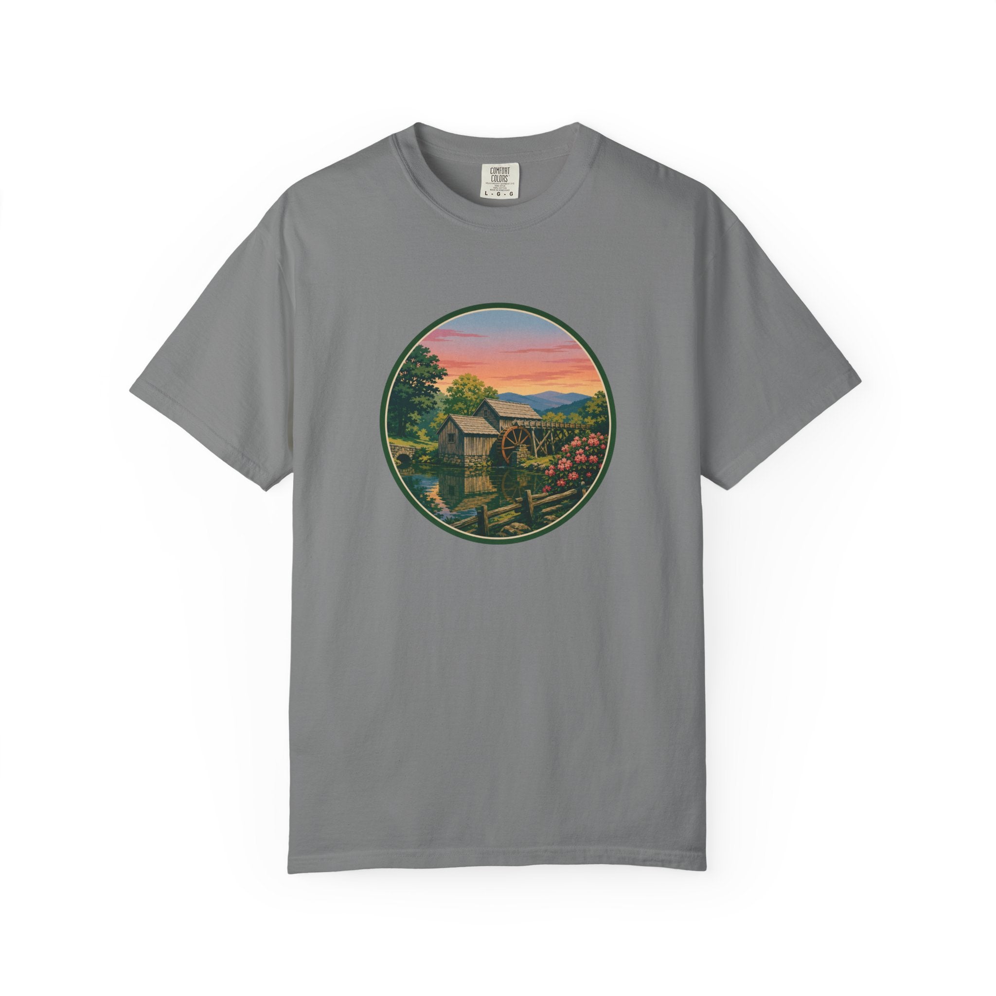 Scenic Sunset Watermill  T-Shirt