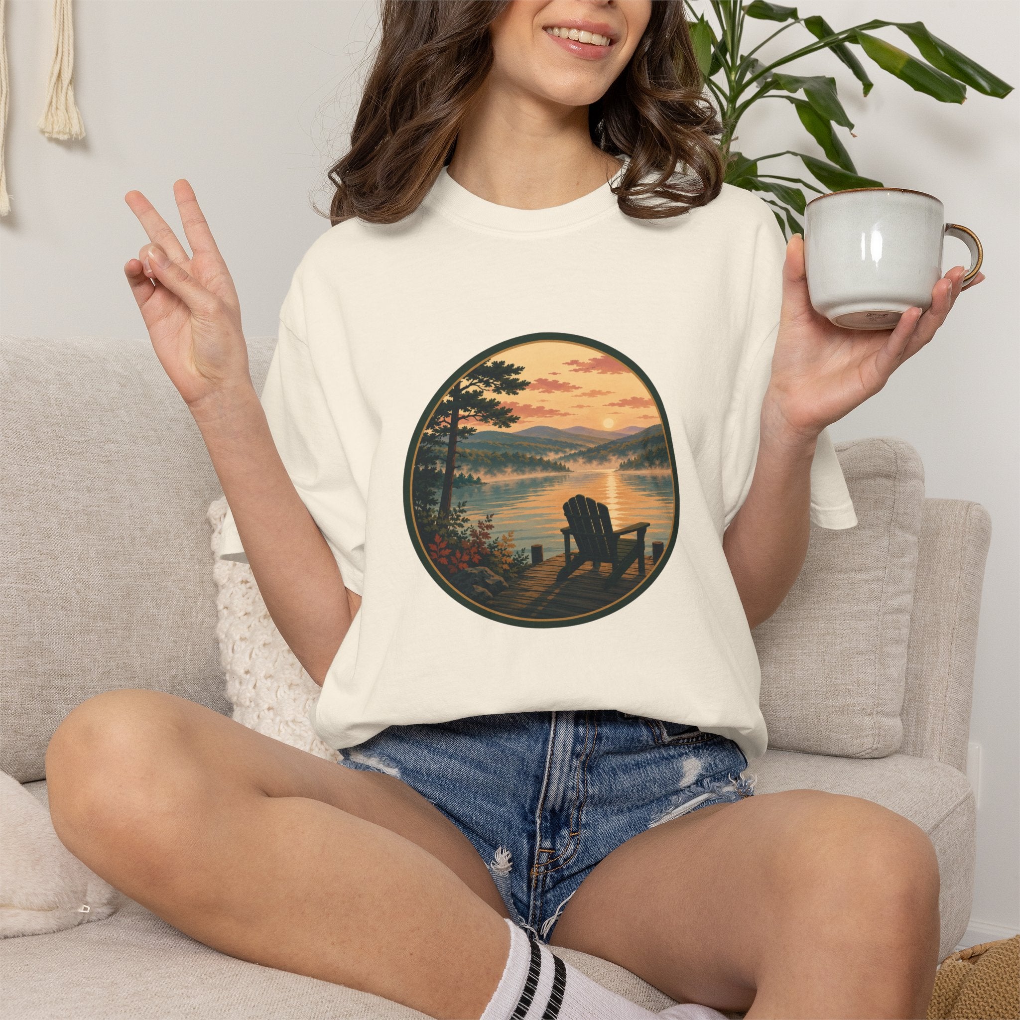 Lakeside Sunrise T-Shirt — Adirondack Chair at Sunrise Graphic Tee