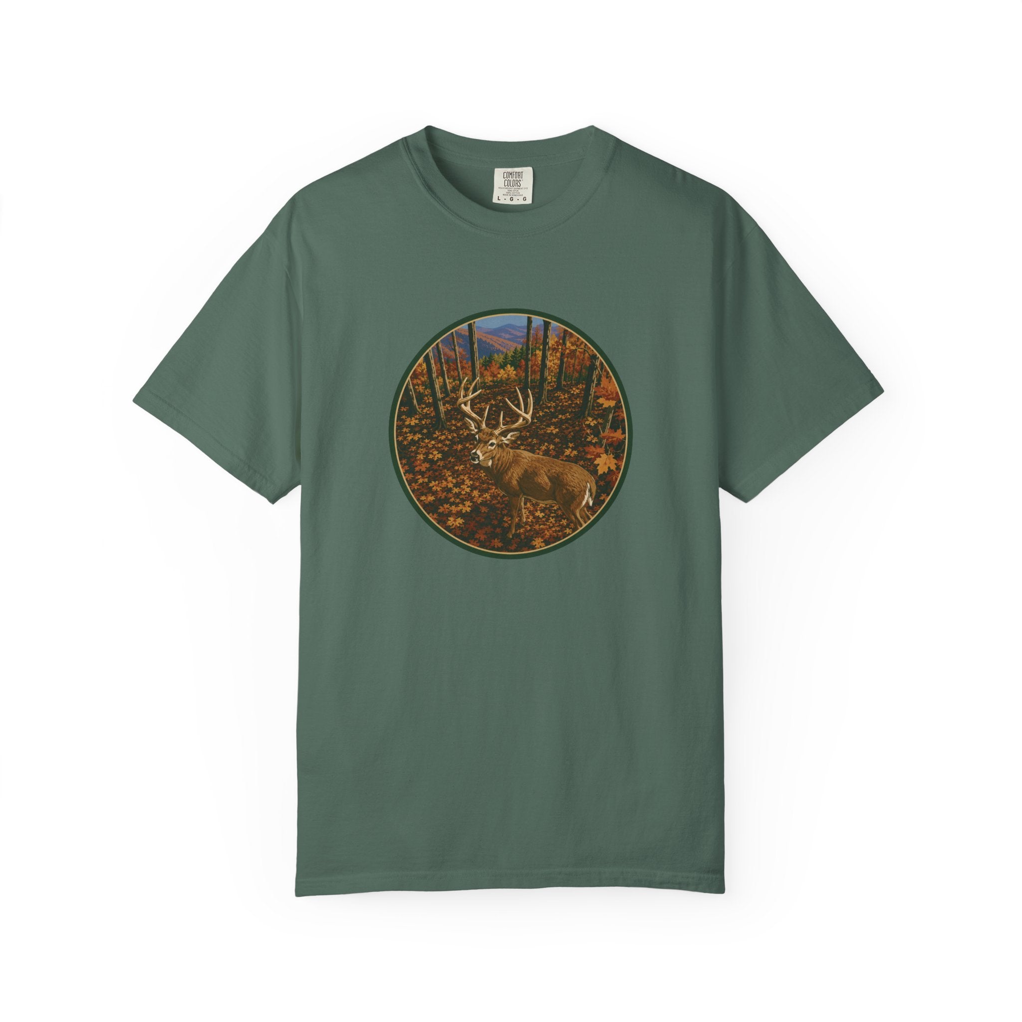 Whitetail BuckT-Shirt — Autumn Forest Deer Circle Graphic