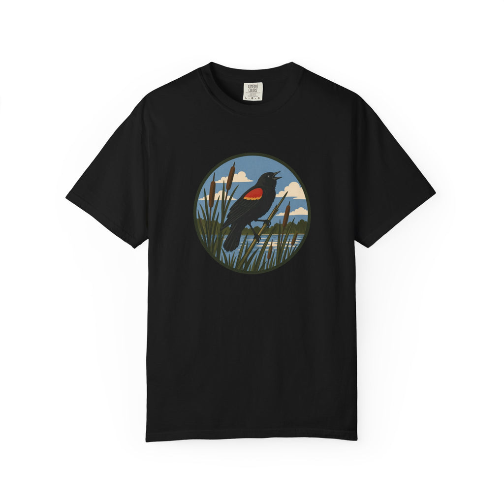 Red-winged Blackbird Graphic Tee — Marsh Bird Nature T-Shirt