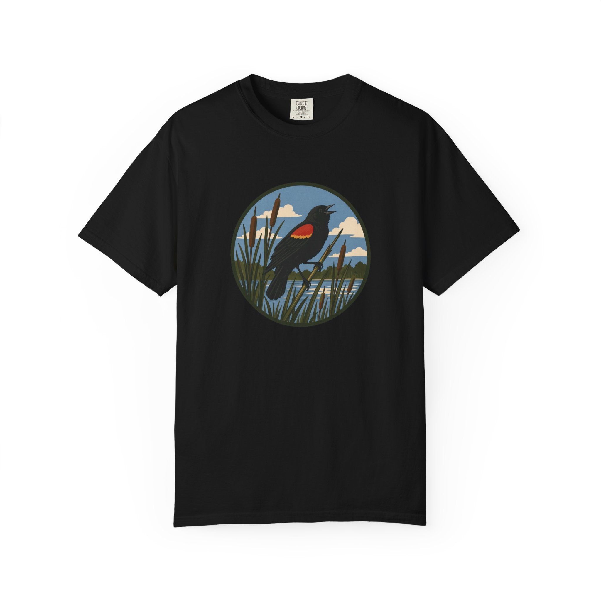 Red-winged Blackbird Graphic Tee — Marsh Bird Nature T-Shirt