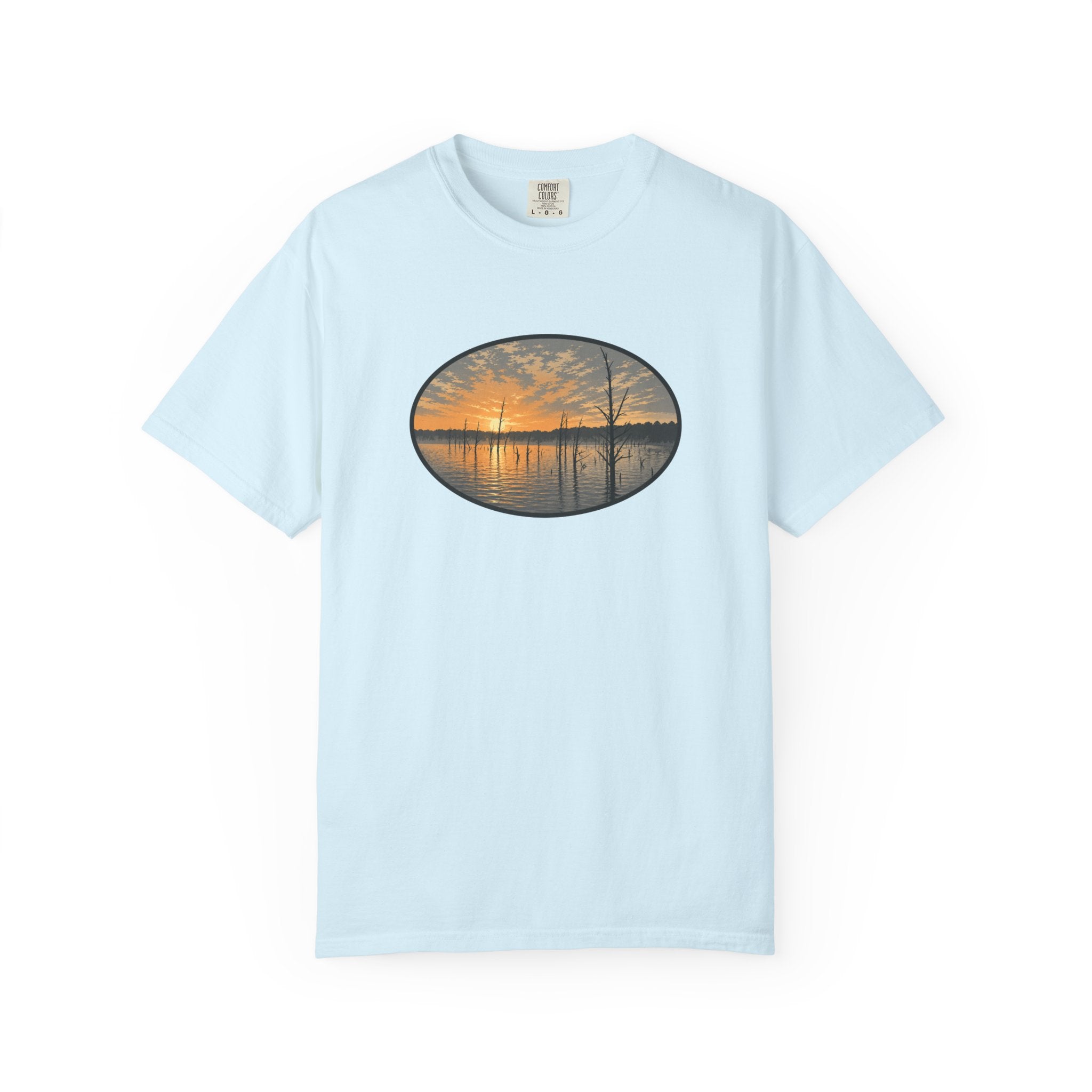 Sunrise Wooded Lake Oval T-Shirt