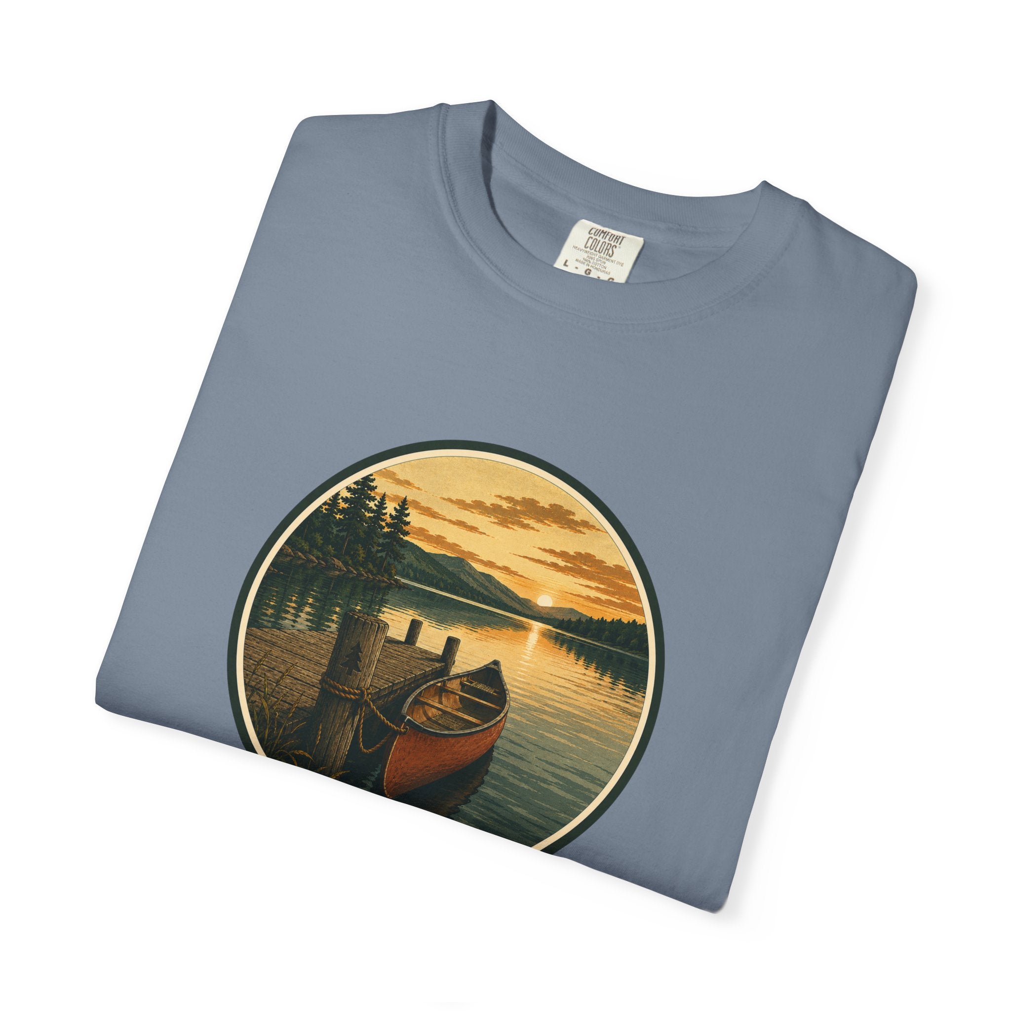 Canoe Sunset T-Shirt — Vintage Lake Adventure Graphic