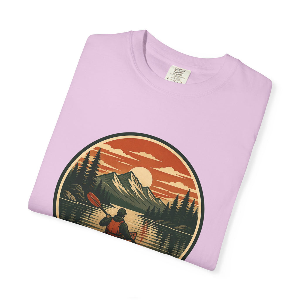 Canoe Sunset T-Shirt — Retro Mountain Lake Adventure Tee