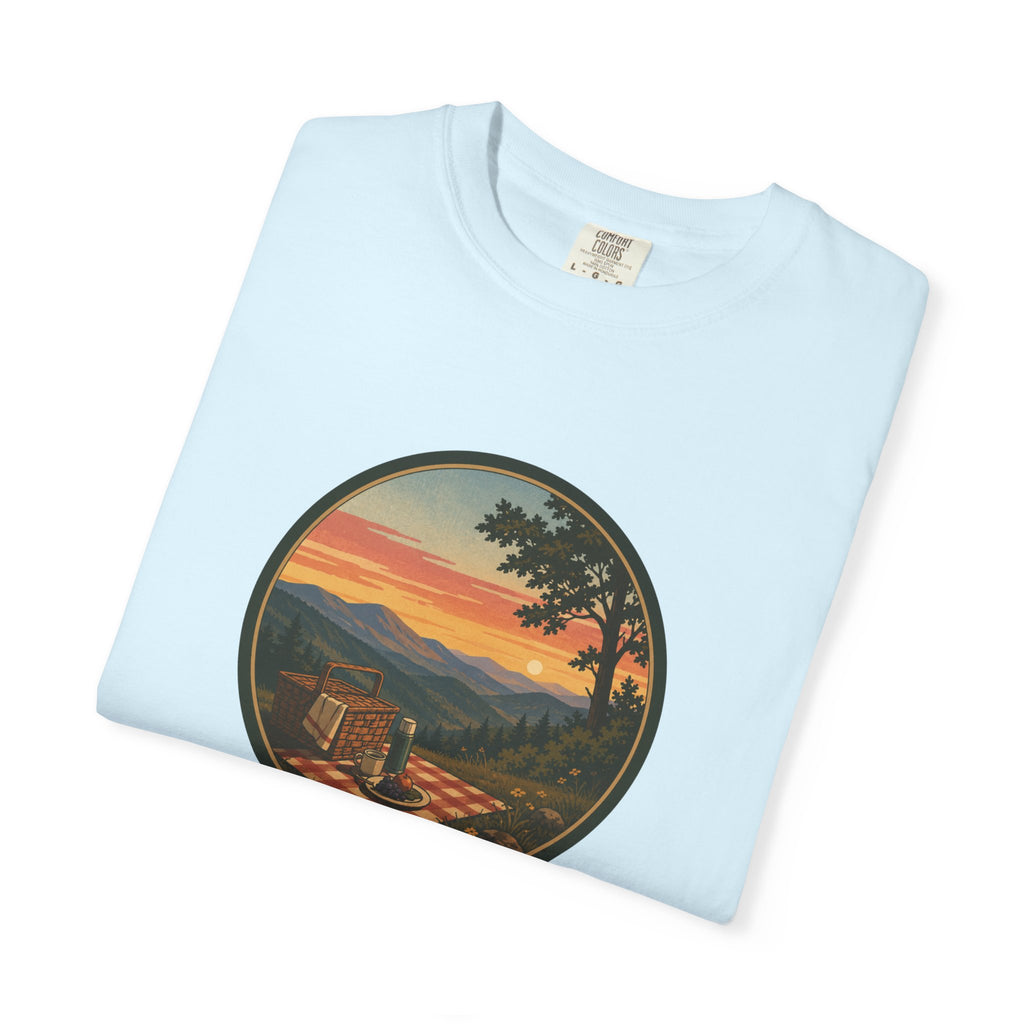 Sunset Picnic Tee — Scenic Mountain Picnic T-Shirt