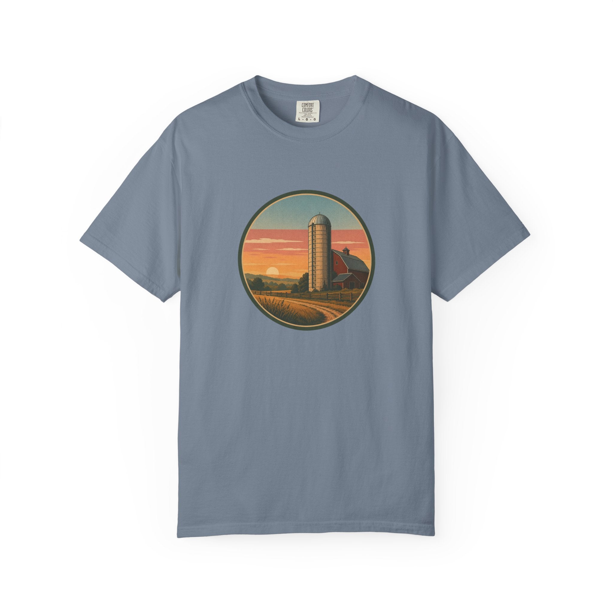 Retro Sunset Farm Silo T-Shirt