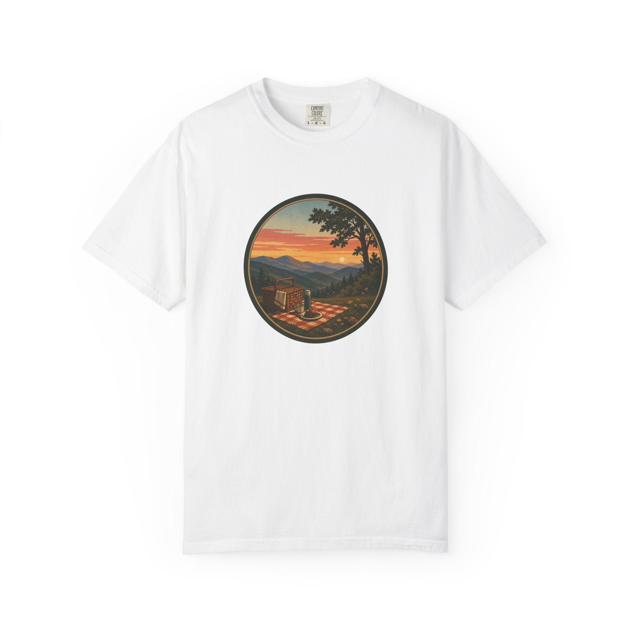 Sunset Picnic Tee — Scenic Mountain Picnic T-Shirt