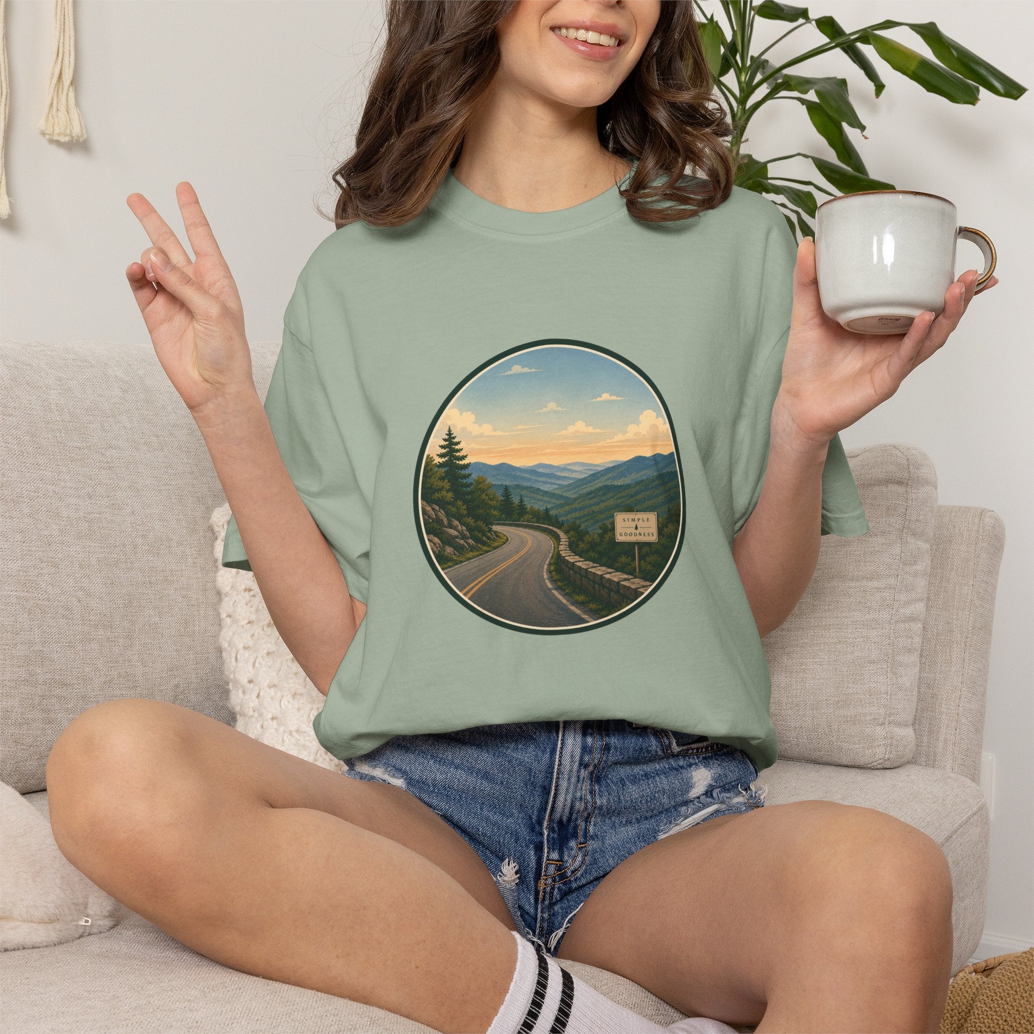 Road Through the Mountains T-Shirt — Scenic Sunset Drive Graphic Tee