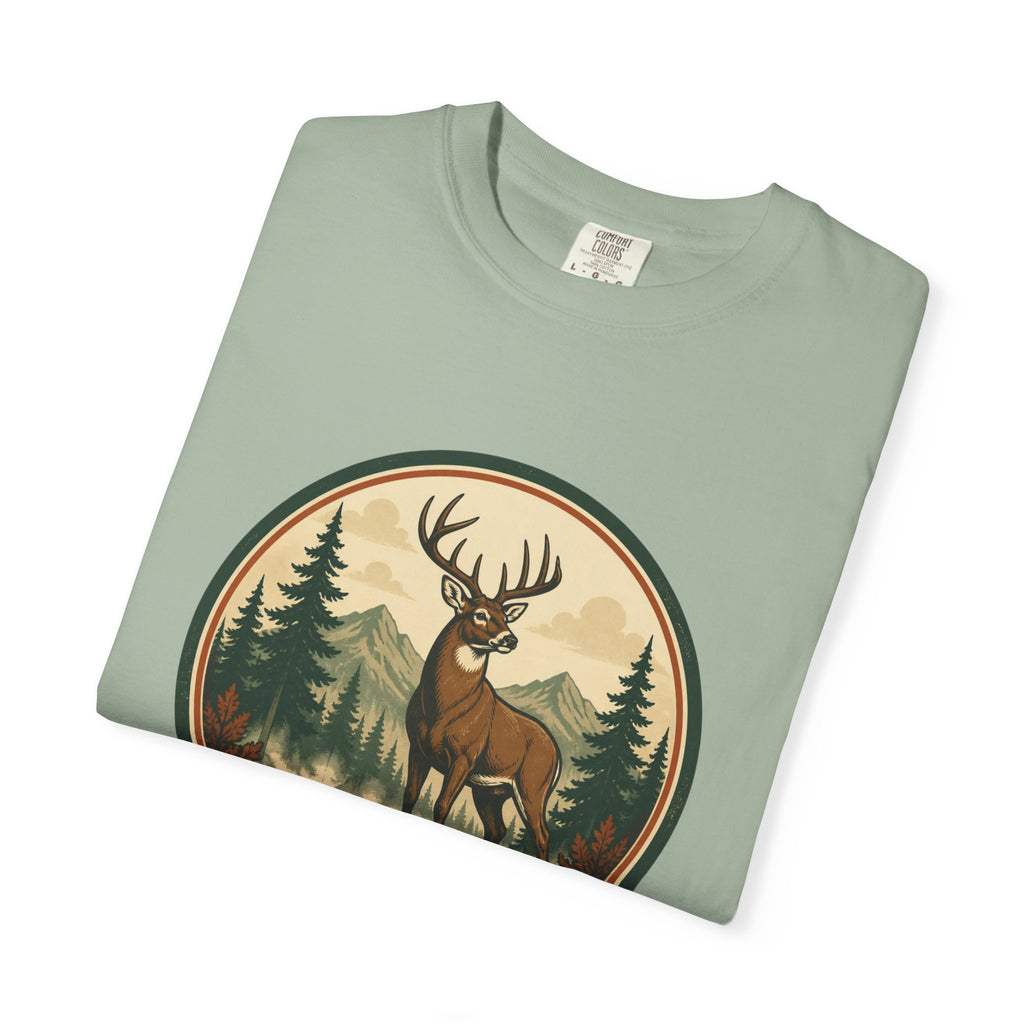 Deer Forest Badge T-Shirt – Vintage Outdoor Wildlife Graphic
