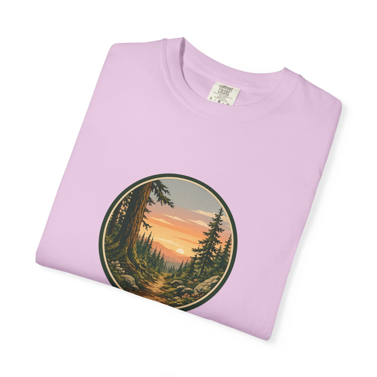 Sunset Hiking Trail Circle T-Shirt — Scenic Mountain Trail Tee