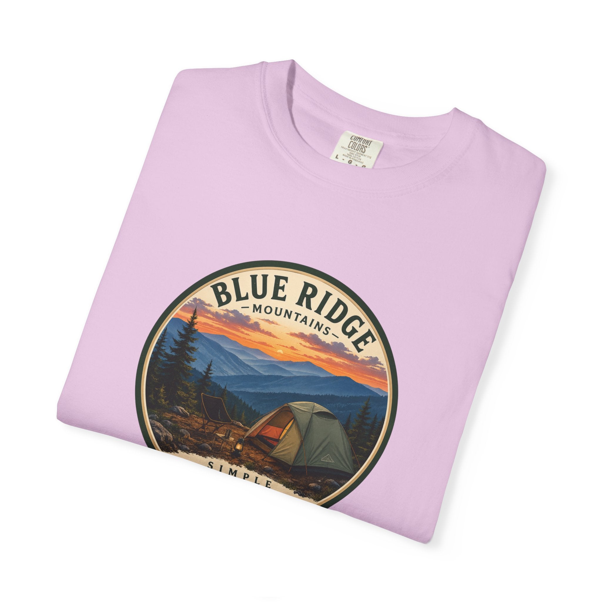 Blue Ridge Mountains Camping T-Shirt — Vintage Scenic Camp Graphic