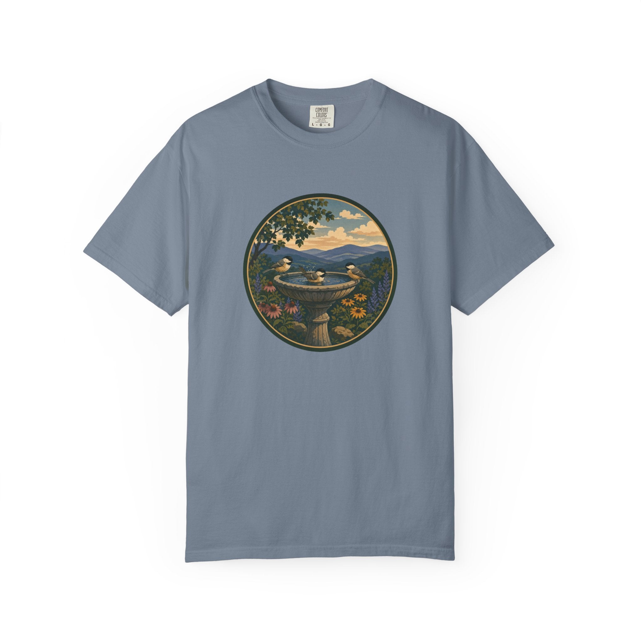Scenic Birdbath Landscape T-Shirt