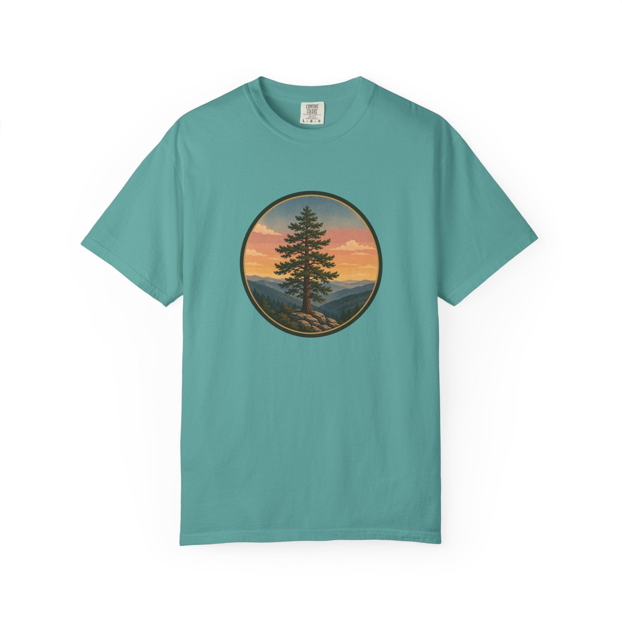 Cedar Tree Sunset T-Shirt — Vintage Mountain Cedar Graphic Tee