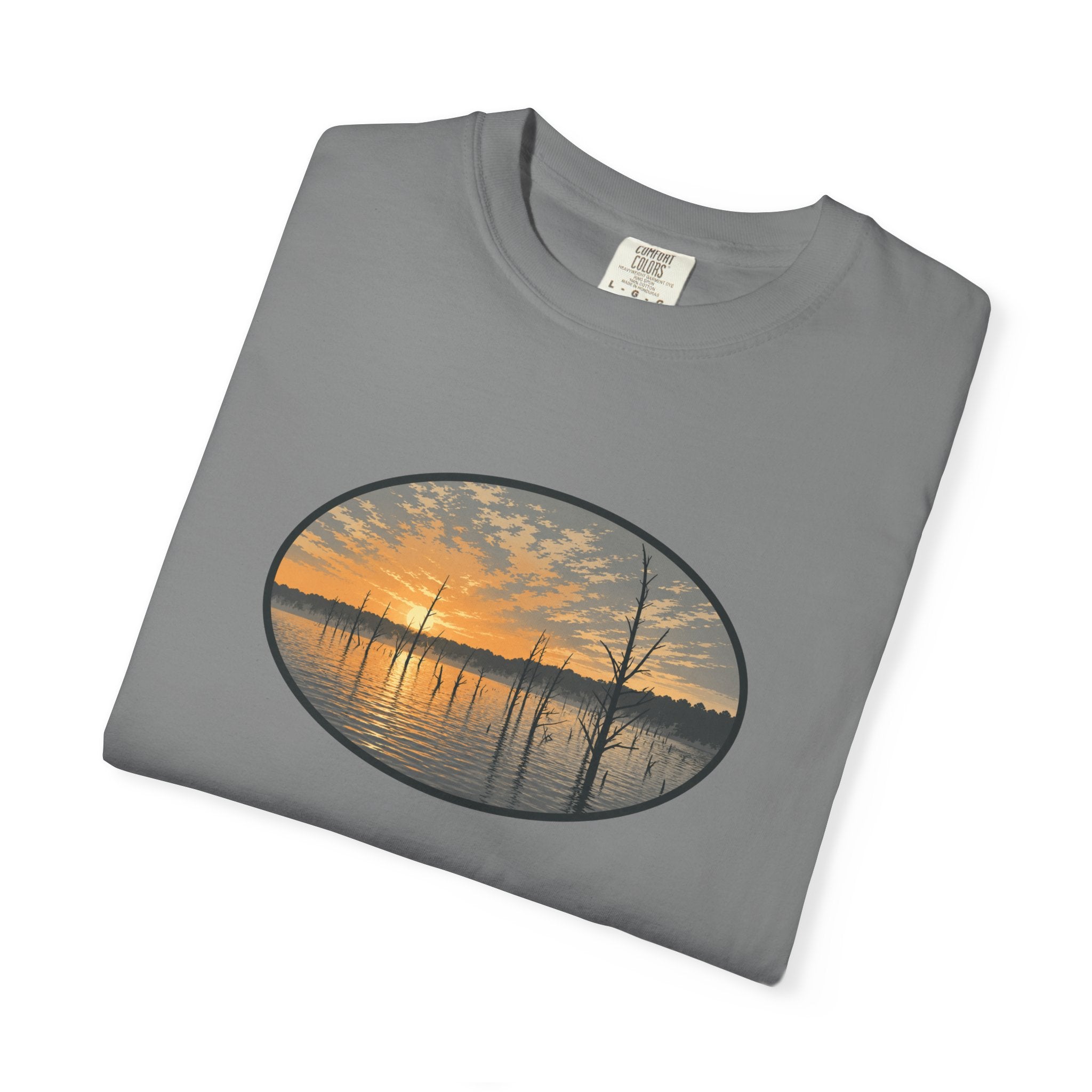 Sunrise Wooded Lake Oval T-Shirt
