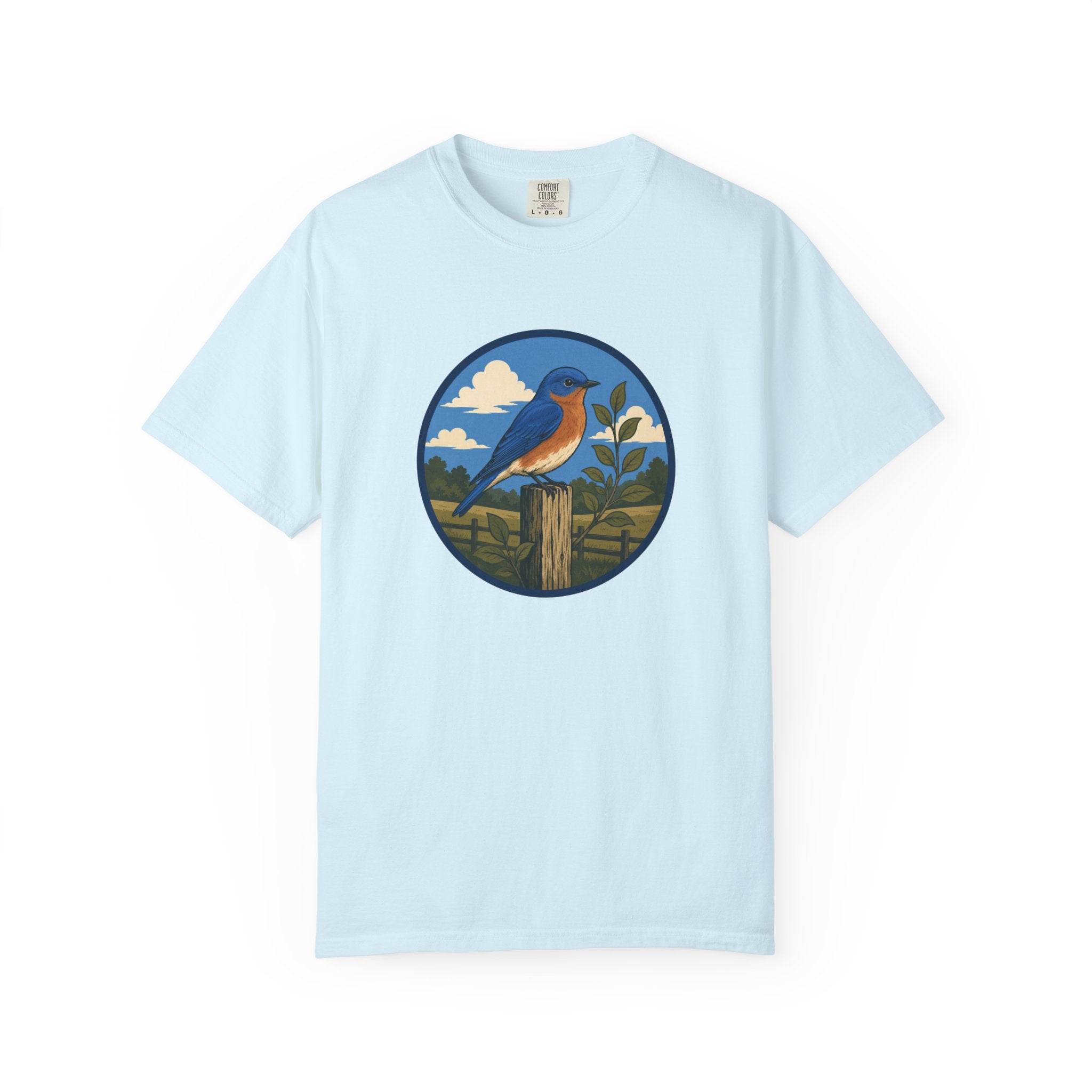 Eastern Bluebird Circle Tee — Vintage Birdwatching Graphic T-Shirt