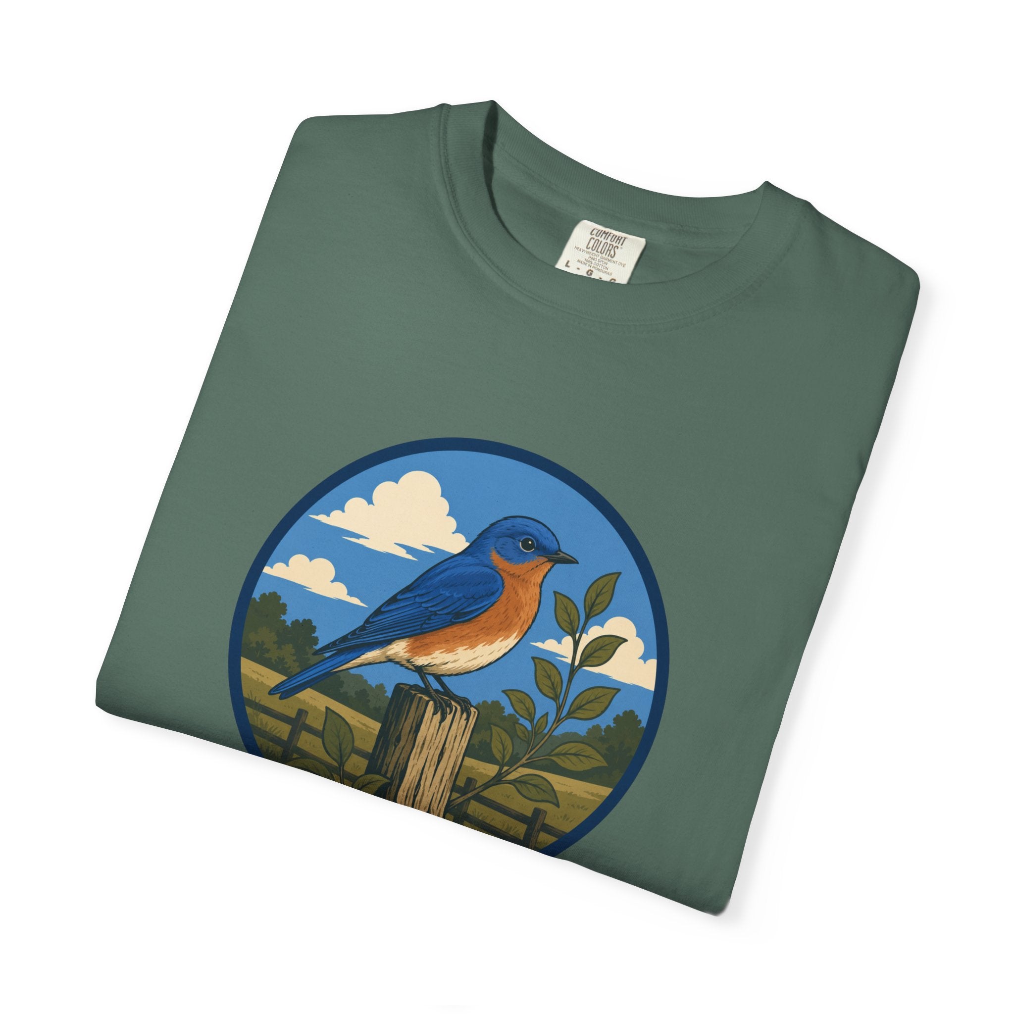Eastern Bluebird Circle Tee — Vintage Birdwatching Graphic T-Shirt