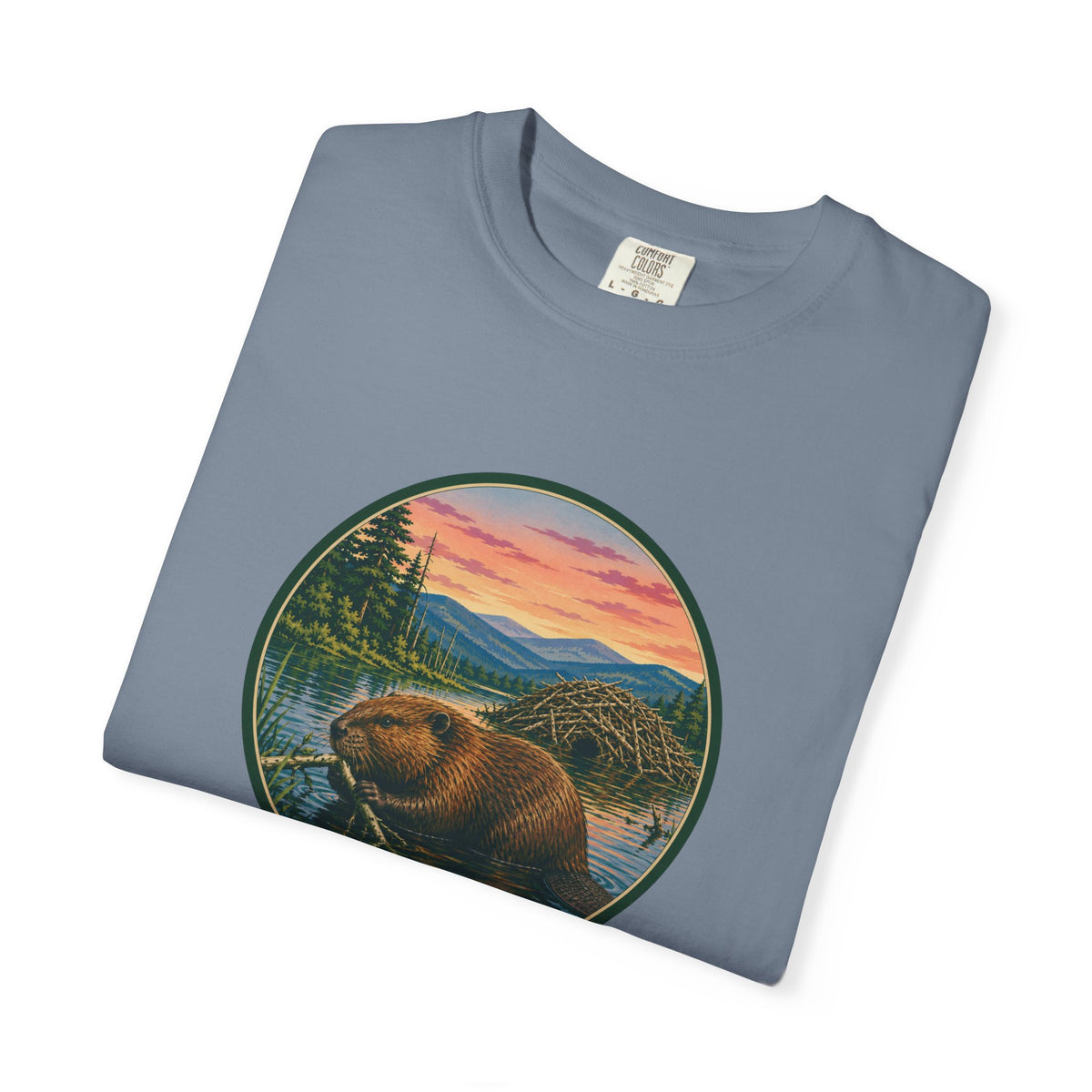 Beaver Sunset T-Shirt — Mountain Lake Wildlife Graphic Tee