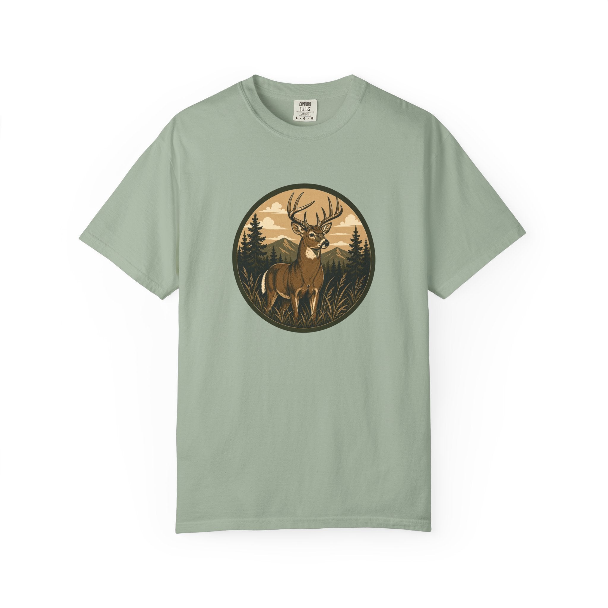 Buck in the Pines T-Shirt — Vintage Deer Forest Graphic Tee