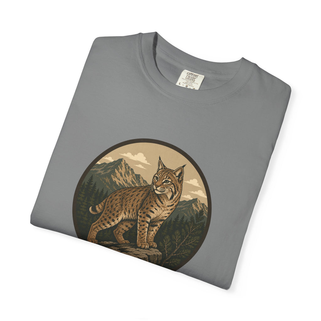 Bobcat Mountain Tee — Retro Wilderness Cat Graphic T-Shirt