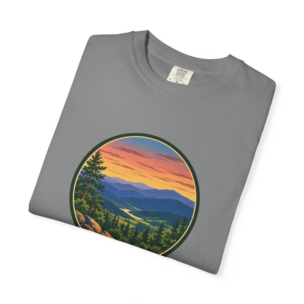Retro Mountain Sunset T-Shirt — Scenic Blue Ridge Mountain Tee